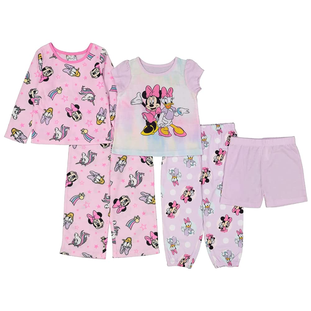 Disney Frozen Princess Minnie Mouse 5-Piece Girls' Pajama Set - Soft, Cute & Comfortable Loose-Fit Sleepwear for Kids | Perfect for Bedtime, Sleepovers & Cozy Nights