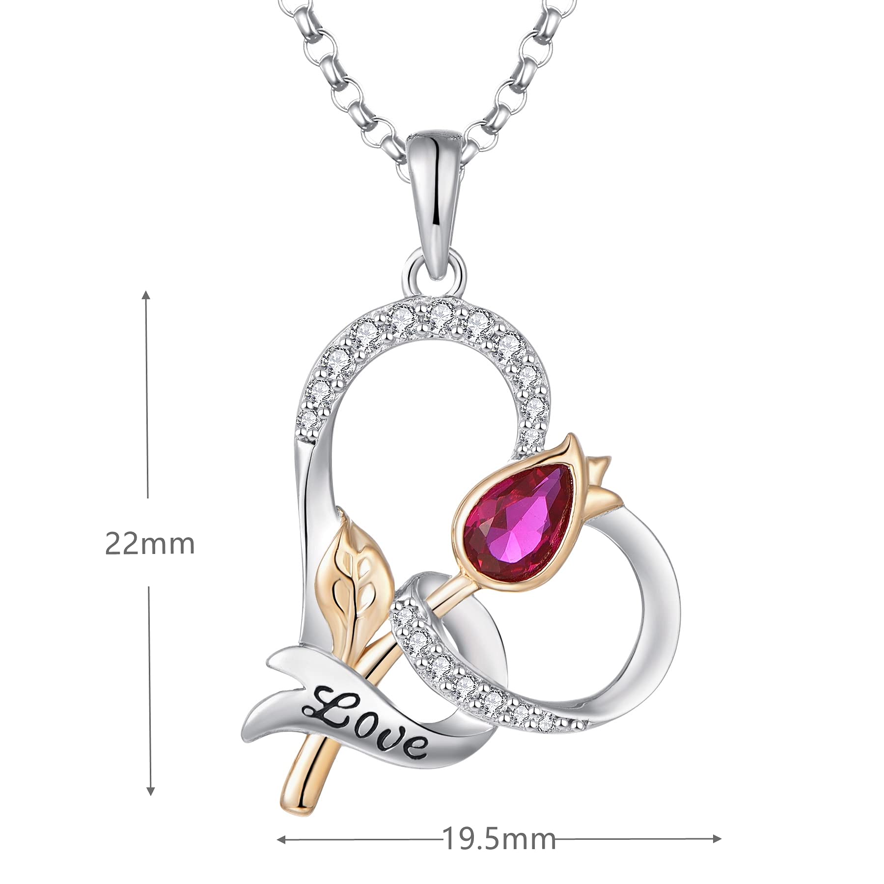 JO WISDOM 925 Sterling Silver Rose Necklace for Women - Infinity Heart Cross Pendant with Rose Gold Flower & 3A Cubic Zirconia - Elegant Gift for Mother, Wife, Girlfriend - Perfect for Valentine's Day, Anniversary, Birthday & Special Occasions
