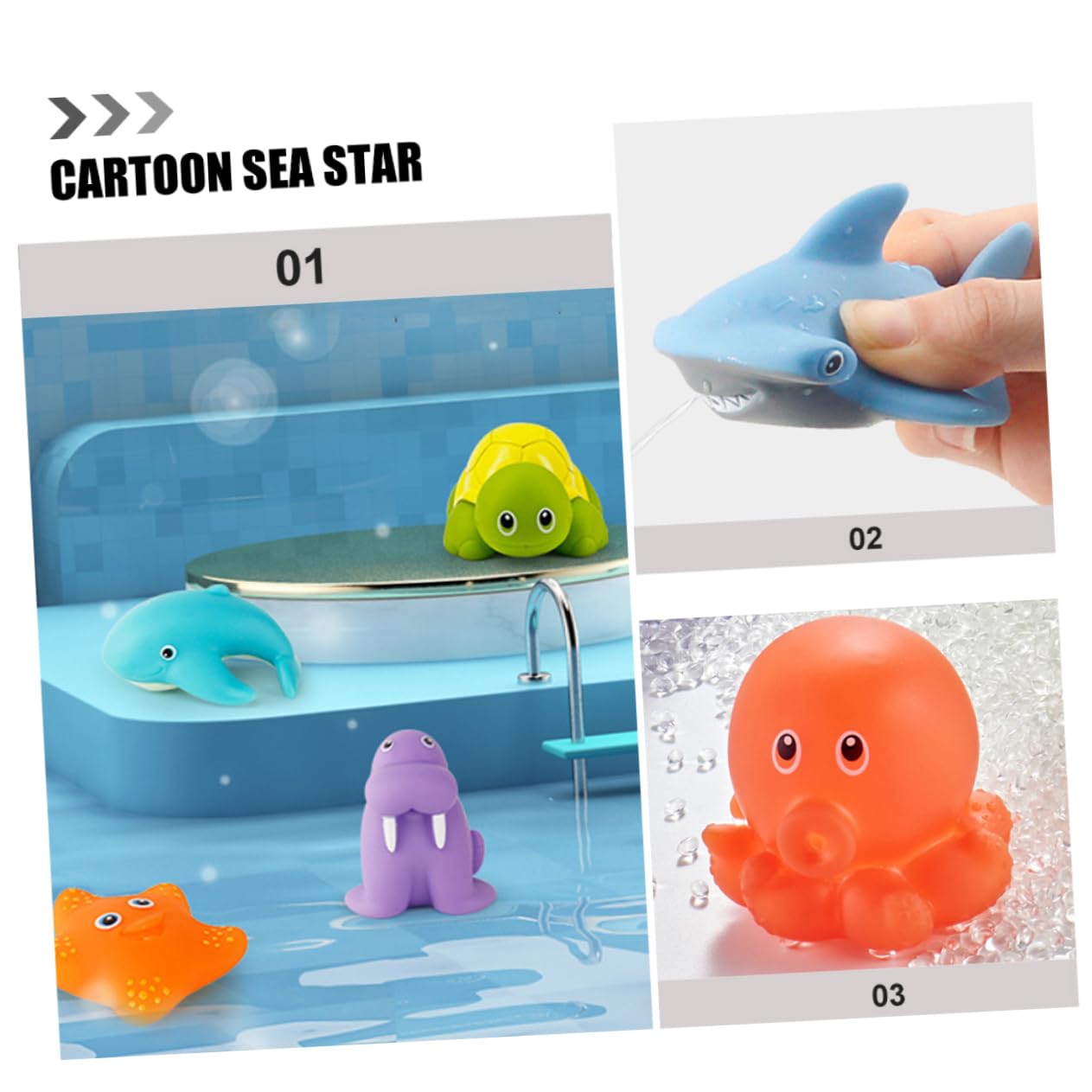 GARVALON 6-Piece Bath Toys Set for Kids - Fun Cartoon Vinyl Bathtub & Shower Toys - Perfect for Toddler Bath Time, Pool Play & Sensory Development