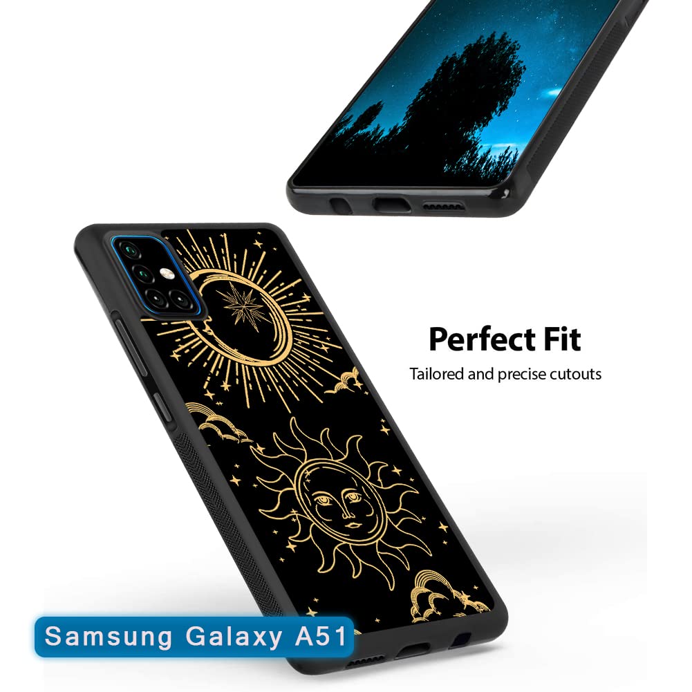GZLIAORUNCS Custom Sun & Moon Design Samsung Galaxy A51 Case - Soft TPU Rubber & PC Anti-Slip Full Body Protective Cover | Perfect for Everyday Use, Travel & Outdoor Activities