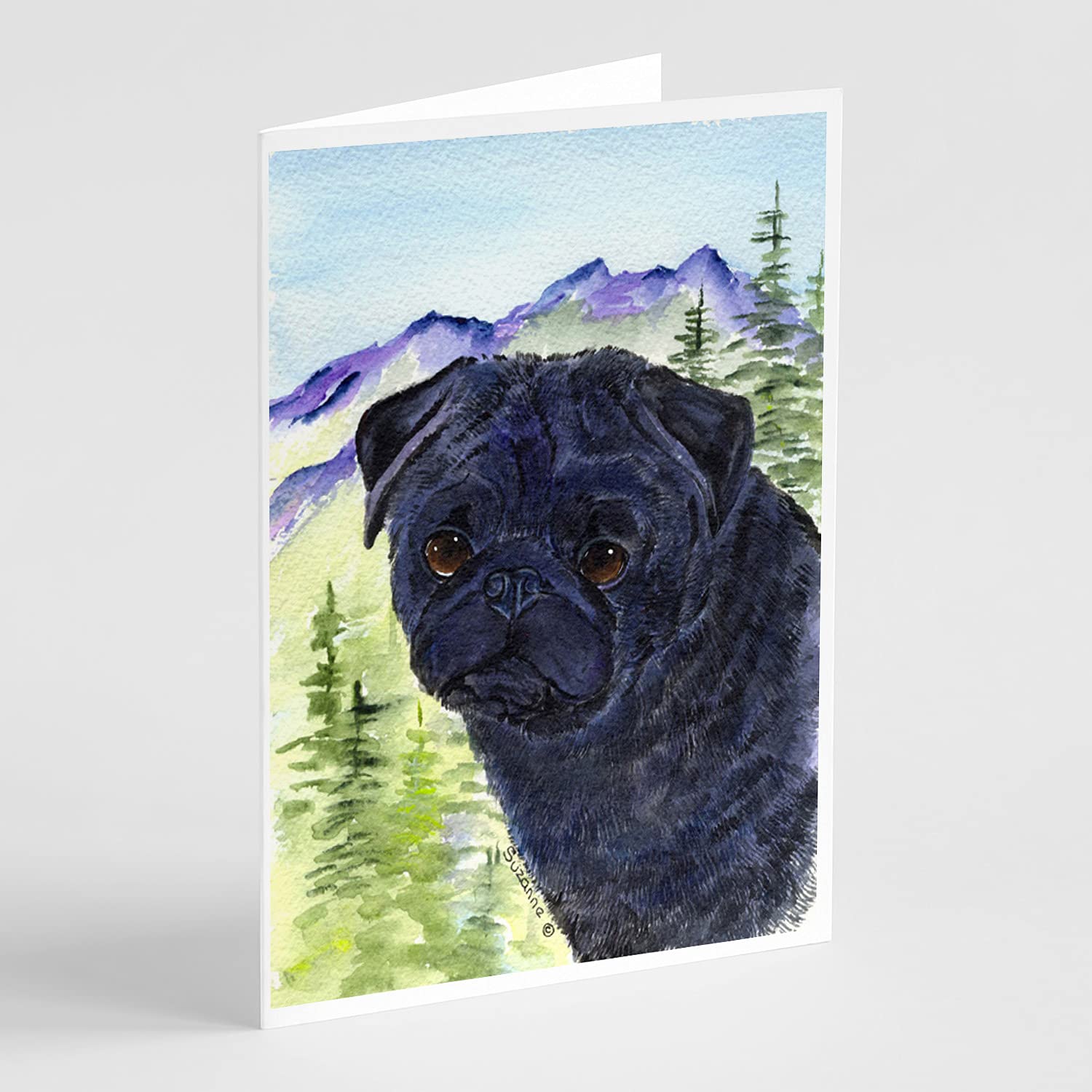 Pug Greeting Cards and Envelopes Set of 8 - Whimsical A7 Size 5x7 Blank Note Cards for Birthdays, Thank You Notes & Special Occasions | Cute Dog Lover Stationery