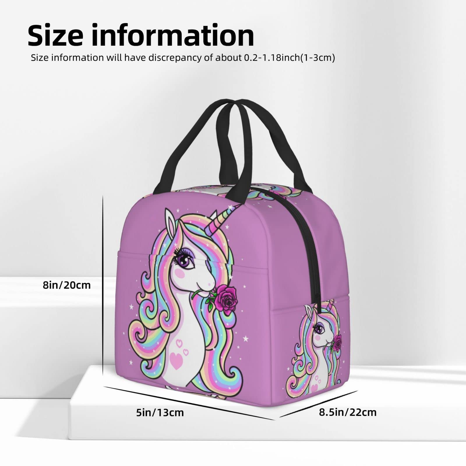**Pink Rose Rainbow Unicorn Insulated Lunch Box - Reusable Thermal Meal Bag for Kids, Adults, School, Work, Travel & Picnic - BPA-Free Food Container for Boys, Girls, Men & Women**    *(Perfect for Packing Healthy Lunches, Snacks, or Keeping Meals Fresh On-the-Go!)*