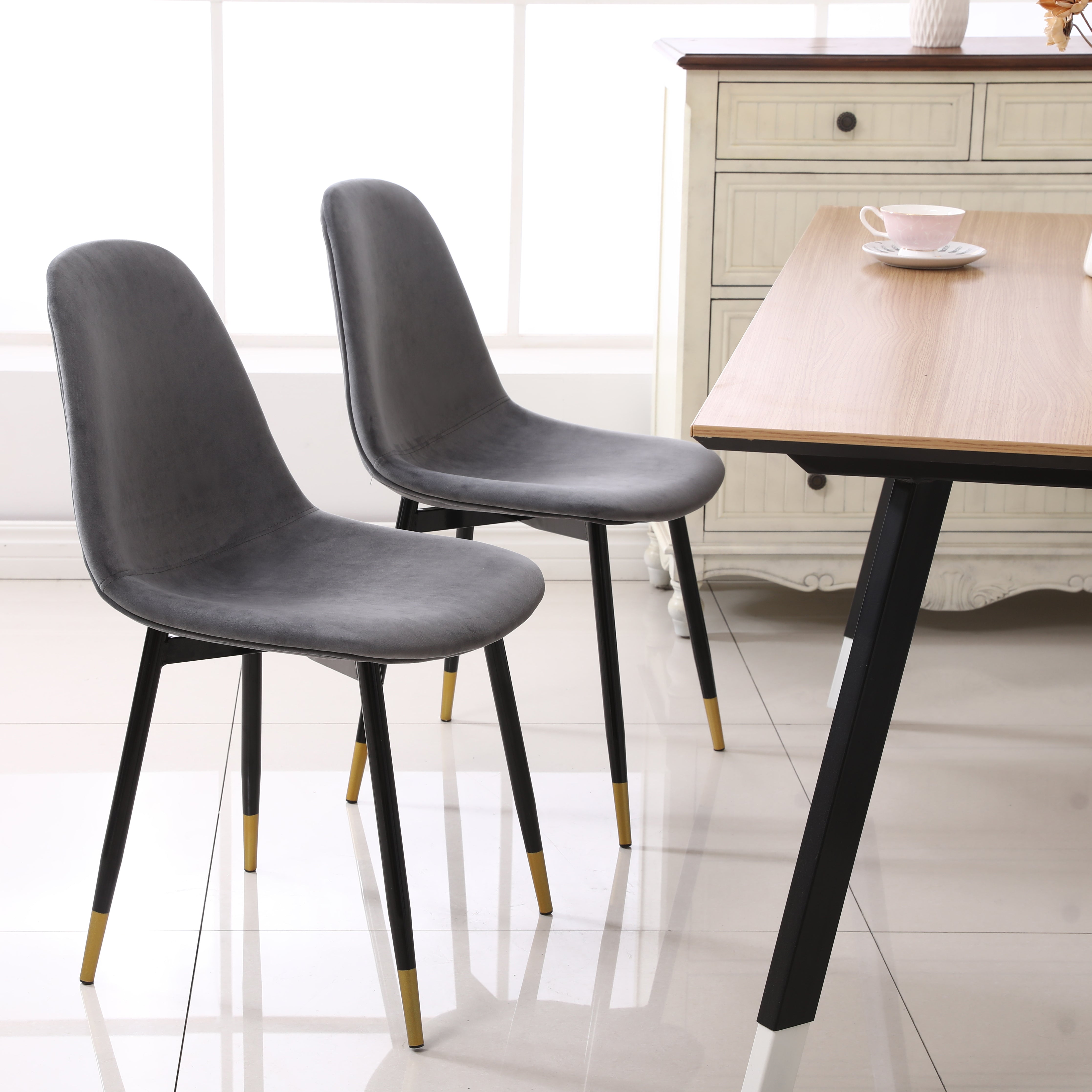 Roundhill Furniture Lassan Contemporary Fabric Dining Chairs, Set of 4 - Modern Upholstered Side Chairs for Kitchen, Dining Room & Office - Comfortable & Stylish Seating Solution