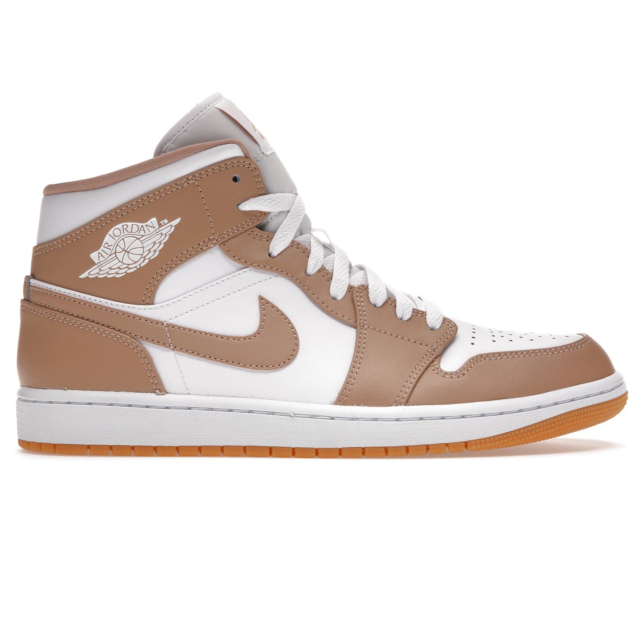 Air Jordan 1 Mid Sneakers - Tan Gum Sole Basketball Shoes for Men | Casual Wear & Street Style Fashion
