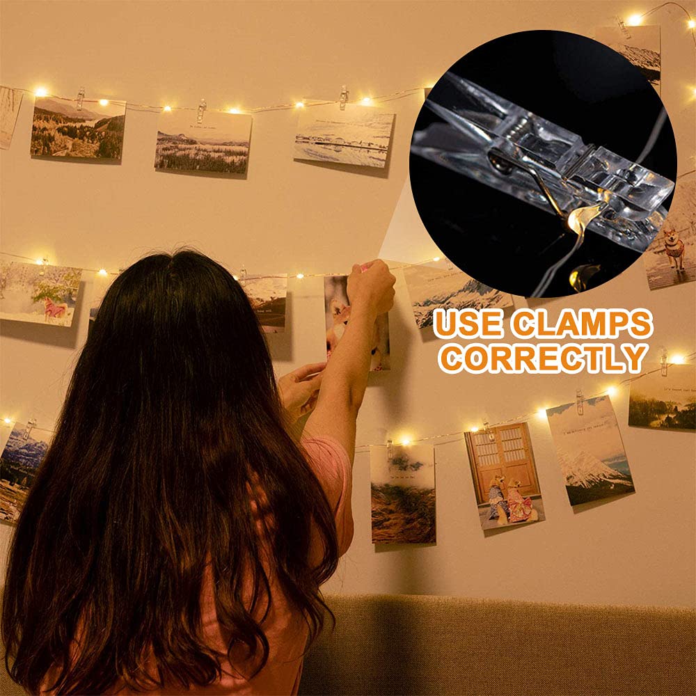 Trongle 10M LED Photo Clip String Lights - 100 Warm White LED Bulbs with Wireless Remote for Bedroom, Party, Wedding & Christmas Decorations | Perfect for Wall Decor, Photo Display, and Indoor/Outdoor Lighting