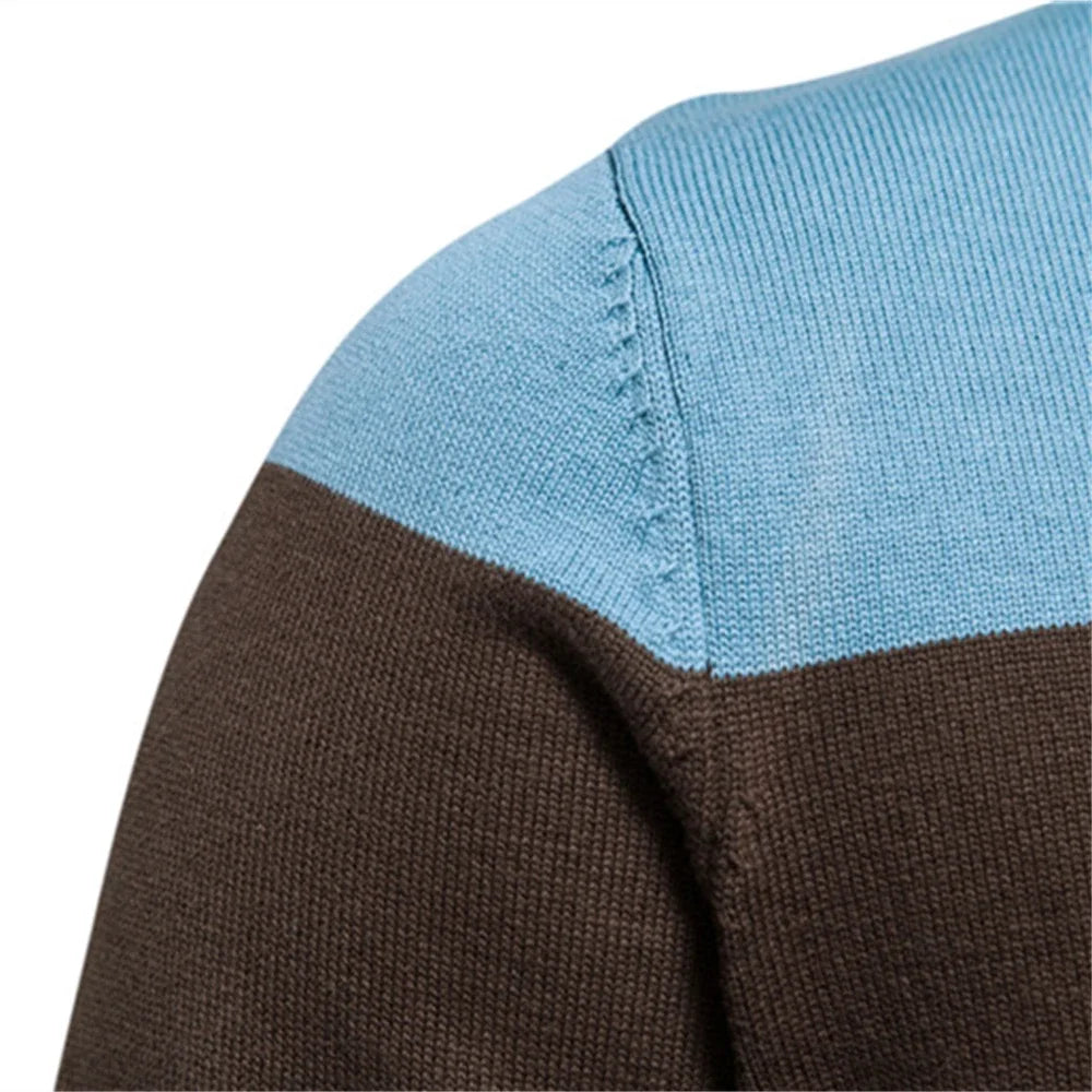 100% Cotton Men's Zipper Cardigan - Casual Patchwork Knit Sweater for Autumn & Winter | Warm Fashion Pullover for Youth & Adults | Perfect for Office, Dating & Outdoor Activities