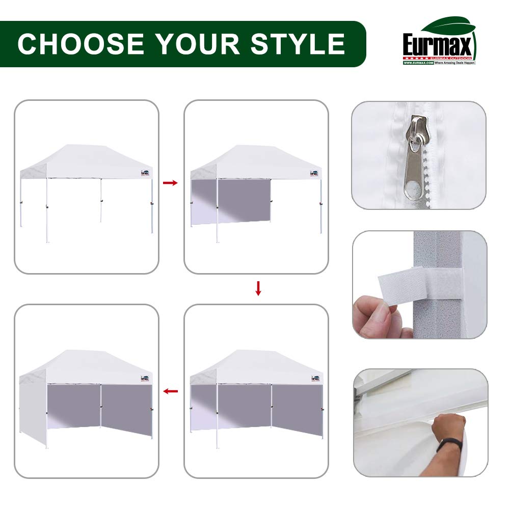 Eurmax USA 10'x15' Heavy Duty Commercial Pop Up Canopy Tent - Instant Shelter with Roller Bag & 4 Sand Weight Bags (Field Green) - Perfect for Outdoor Events, Farmers Markets, Beach Parties, and Camping