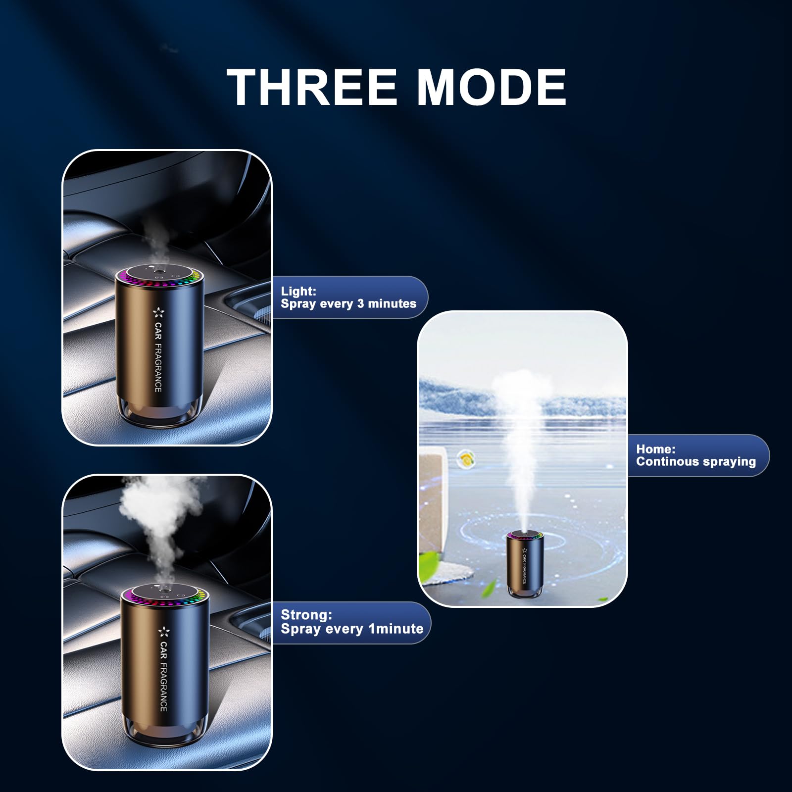 Smart Car Air Freshener & Essential Oil Diffuser - 50ml Cologne Perfume Lasts 4 Months, Auto On/Off, 3 Scent Intensity Modes - Perfect Car Accessories for Men & Women, Home & Office Use - Ideal for Long Drives, Daily Commute and Creating Relaxing Atmosphere