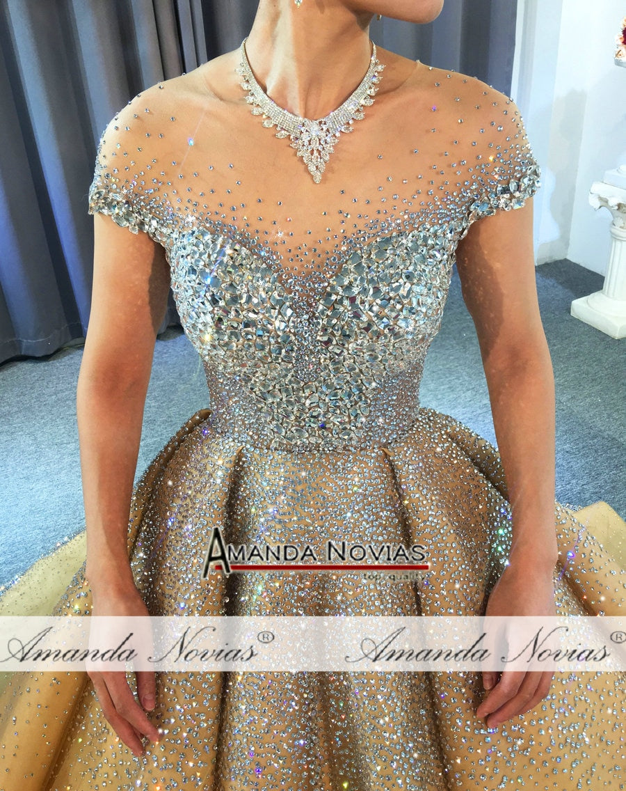 Luxury Beaded Dark Champagne Wedding Dress - Also Available in Ivory | Elegant Bridal Gown for Weddings, Prom & Formal Events