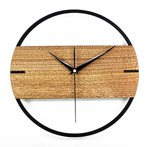 TOMYEUS Silent Vintage Wall Clock - Wooden Modern Design for Bedroom, Living Room & Office - Non-Ticking Home Decor Clock with Stickers