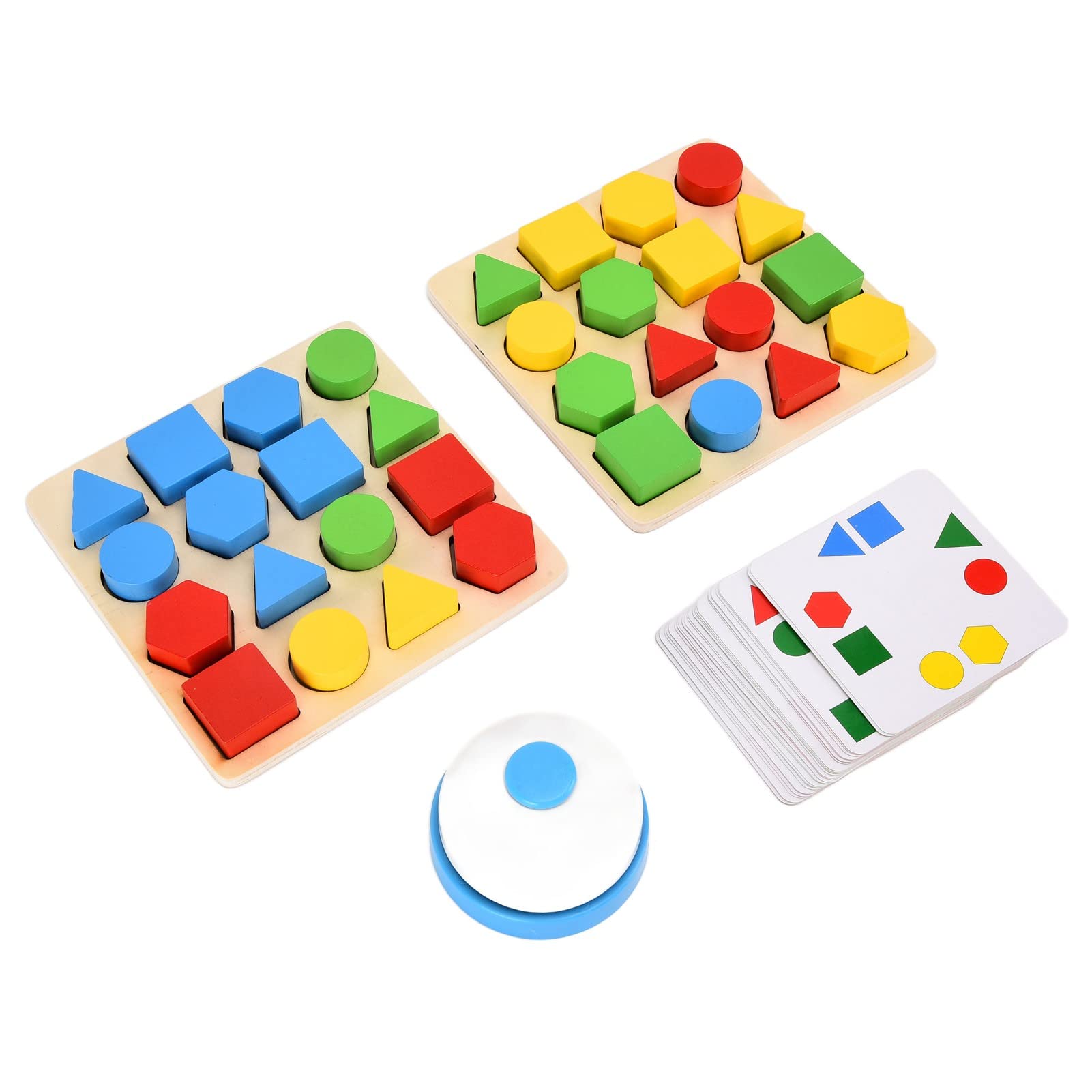Shanrya Wooden Geometric Puzzle Blocks - Educational Brain Teaser Toys for Kids, Montessori Learning Toys, Beech Wood Building Blocks for Creative Play & STEM Development - Perfect for Home, Classroom & Travel Activities