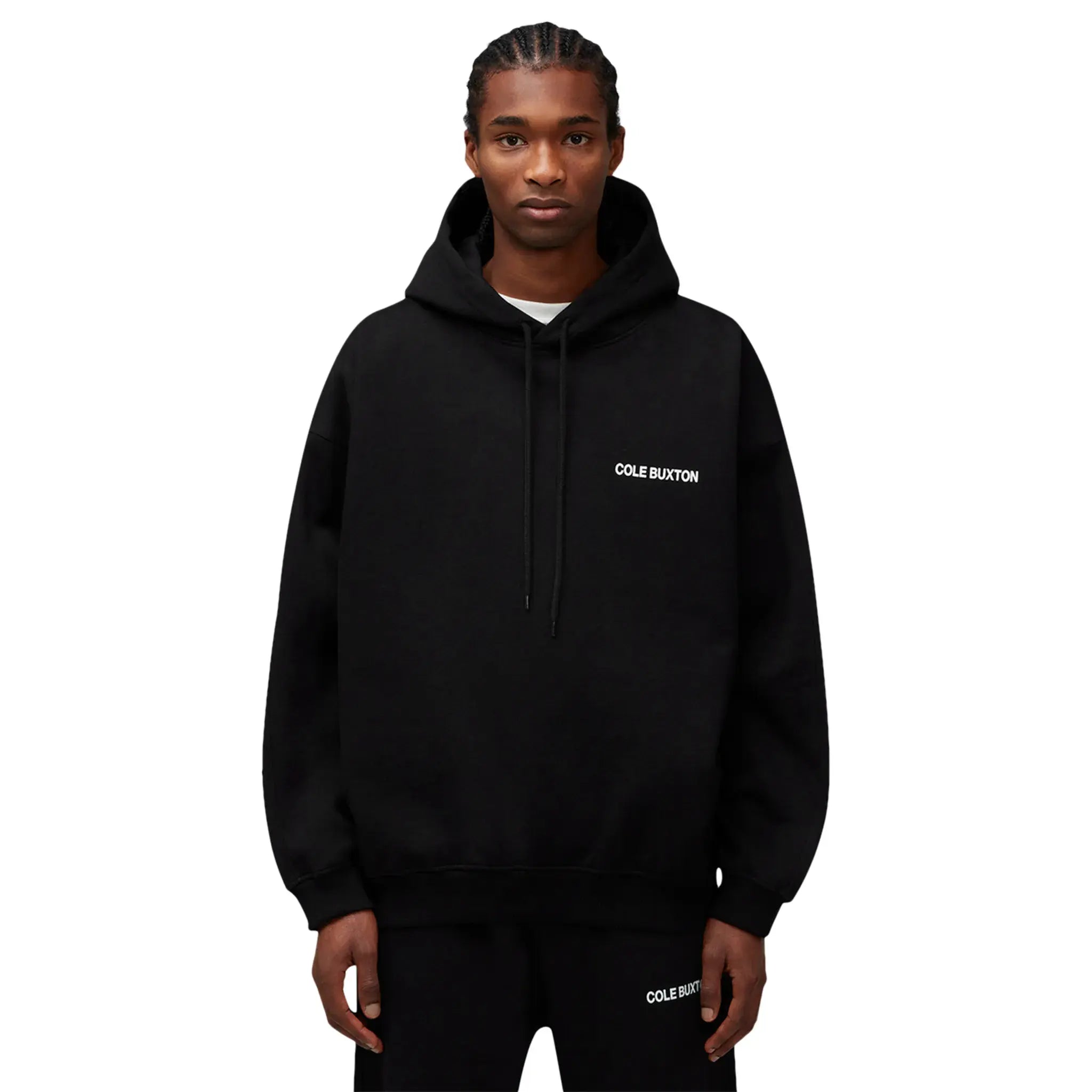 Cole Buxton CB Sportswear Black Hoodie for Men - Premium Cotton Pullover Sweatshirt with Kangaroo Pocket | Gym, Streetwear & Casual Outfit Essential
