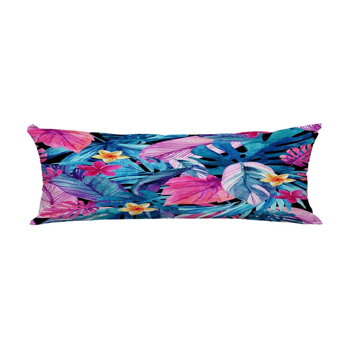 ABPHQTO Tropical Floral Watercolor Body Pillow Cover - Exotic Leaves & Flowers Design - 20x60 Inch Pillowcase Protector for Sofa, Bed, Dorm Decor - Perfect for Home, Office & Gift Giving
