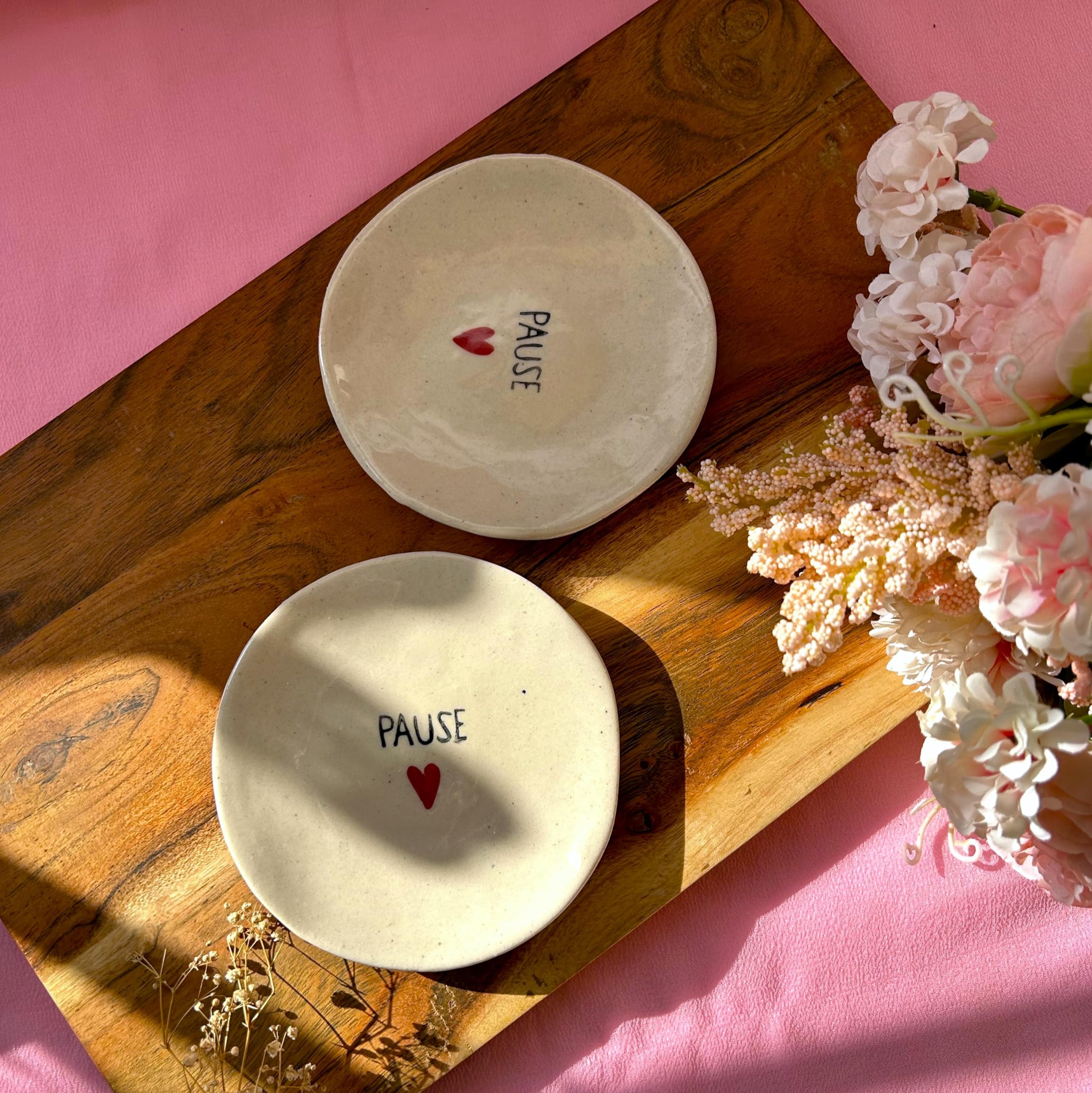 Handmade Ceramic Coasters Set of 2 - Durable Tea Cup Coasters for Dining Table Decor - Elegant & Long-Lasting - Perfect for Coffee, Tea, and Beverage Protection at Home or Office