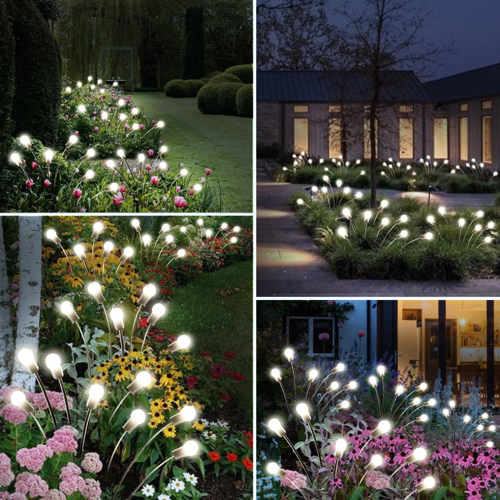 Upgraded Solar Garden Lights 6 Pack - Waterproof Outdoor Fairy Lights for Patio Pathway Wedding Decor (Cool White) - Perfect for Yard & Garden Lighting