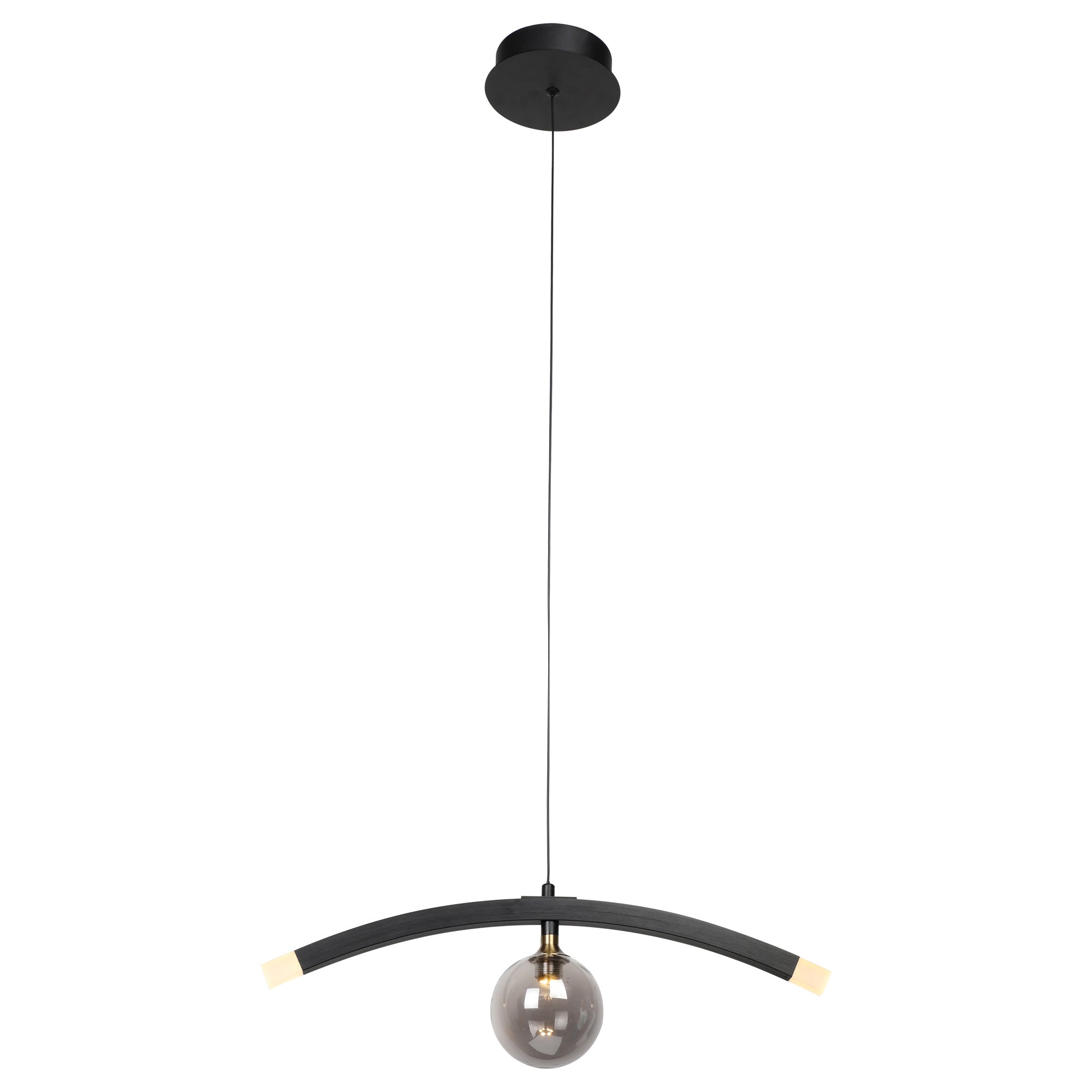 Modern Smoky Gray Glass LED Pendant Light - Energy Efficient Hanging Fixture for Kitchen Island, Dining Room & Bedroom Lighting
