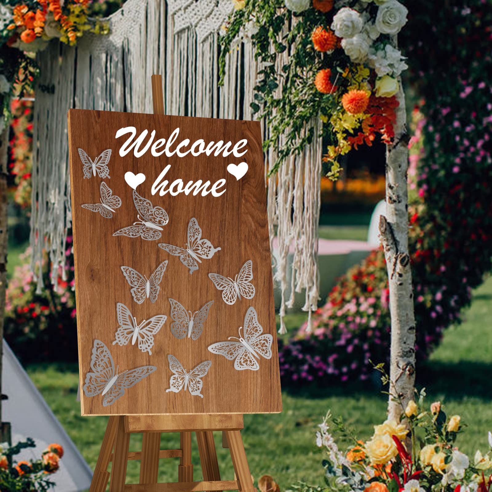 144Pcs 3D Butterfly Wall Stickers - 6 Styles & 3 Sizes Removable Decals for Birthday Party Decor, Kids Room, Wedding, Cake Toppers - Silver Metallic Home Decor for Bedroom, Nursery, Living Room Wall Art