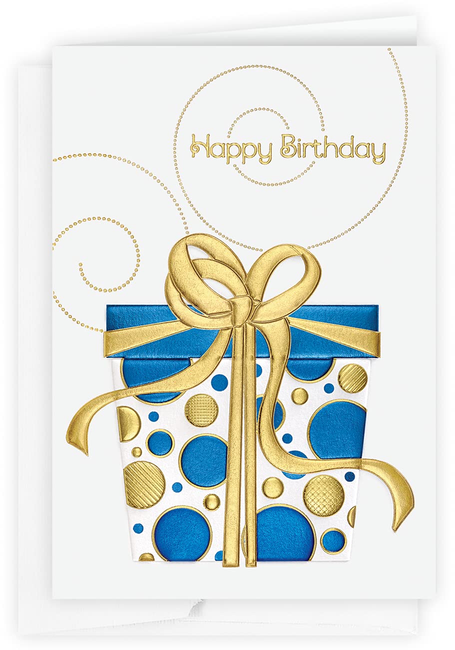 1 Count Pearl Lined Birthday Card with Gold Ribbon - Perfect for Anniversaries & Special Occasions