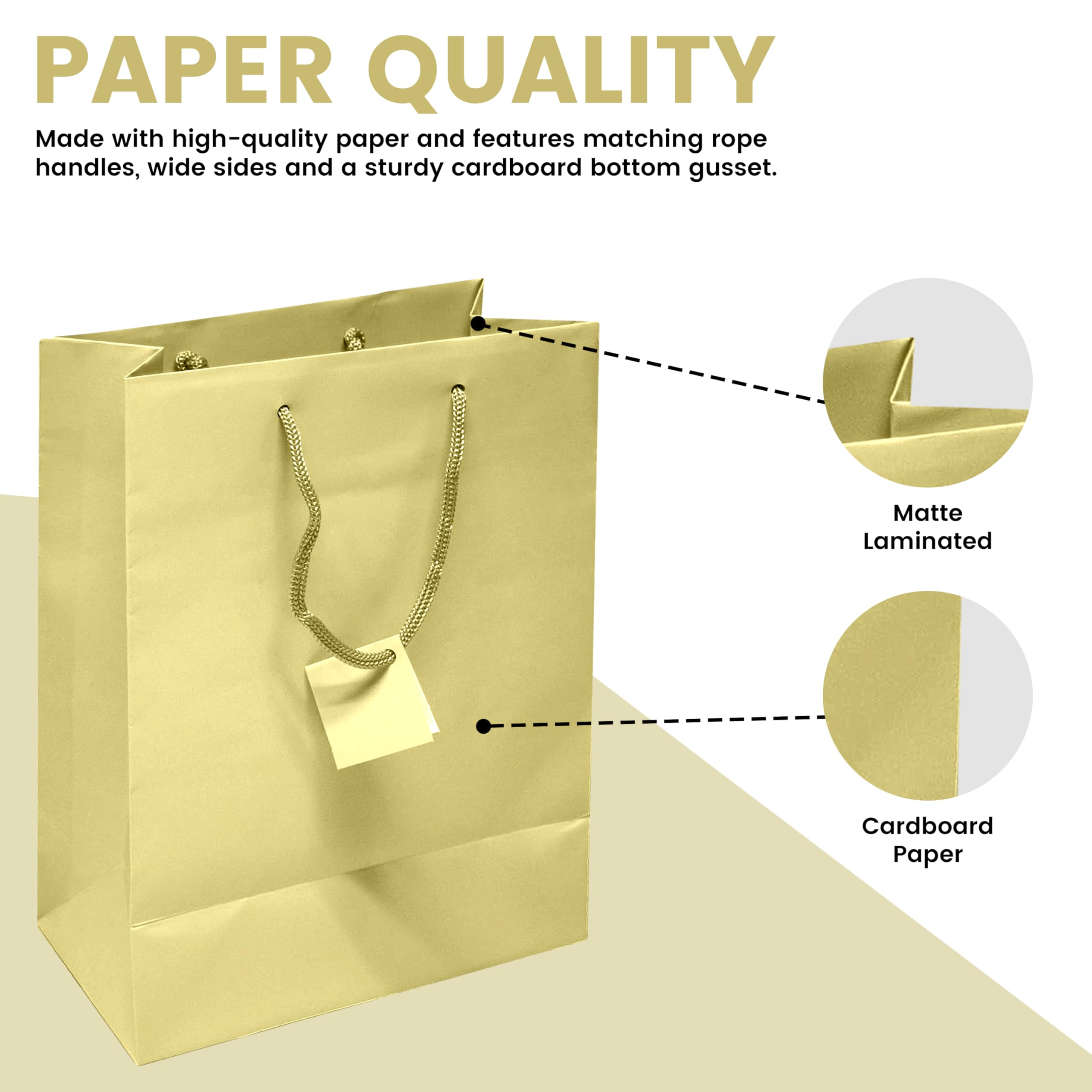 10 Pack Large Ivory Paper Gift Bags with Handles 8x4x10 Inches - Bulk Euro Tote Bags for Business, Shopping, Birthday Parties & Groceries | Perfect for Retail Packaging, Wedding Favors & Personal Gift Giving