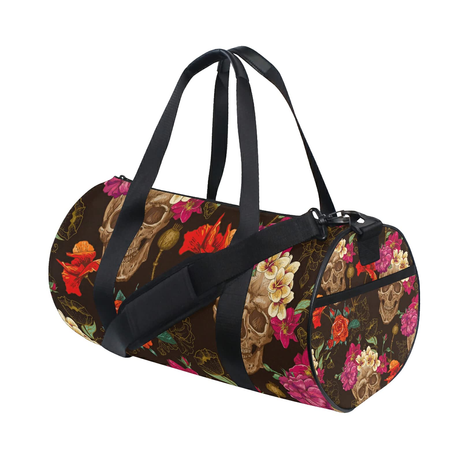 Gym Bag for Men & Women - Skull & Floral Print Duffle Bag, Sports Luggage, Travel Backpack - Perfect for Gym, Workout, Business Trips & Weekend Getaways