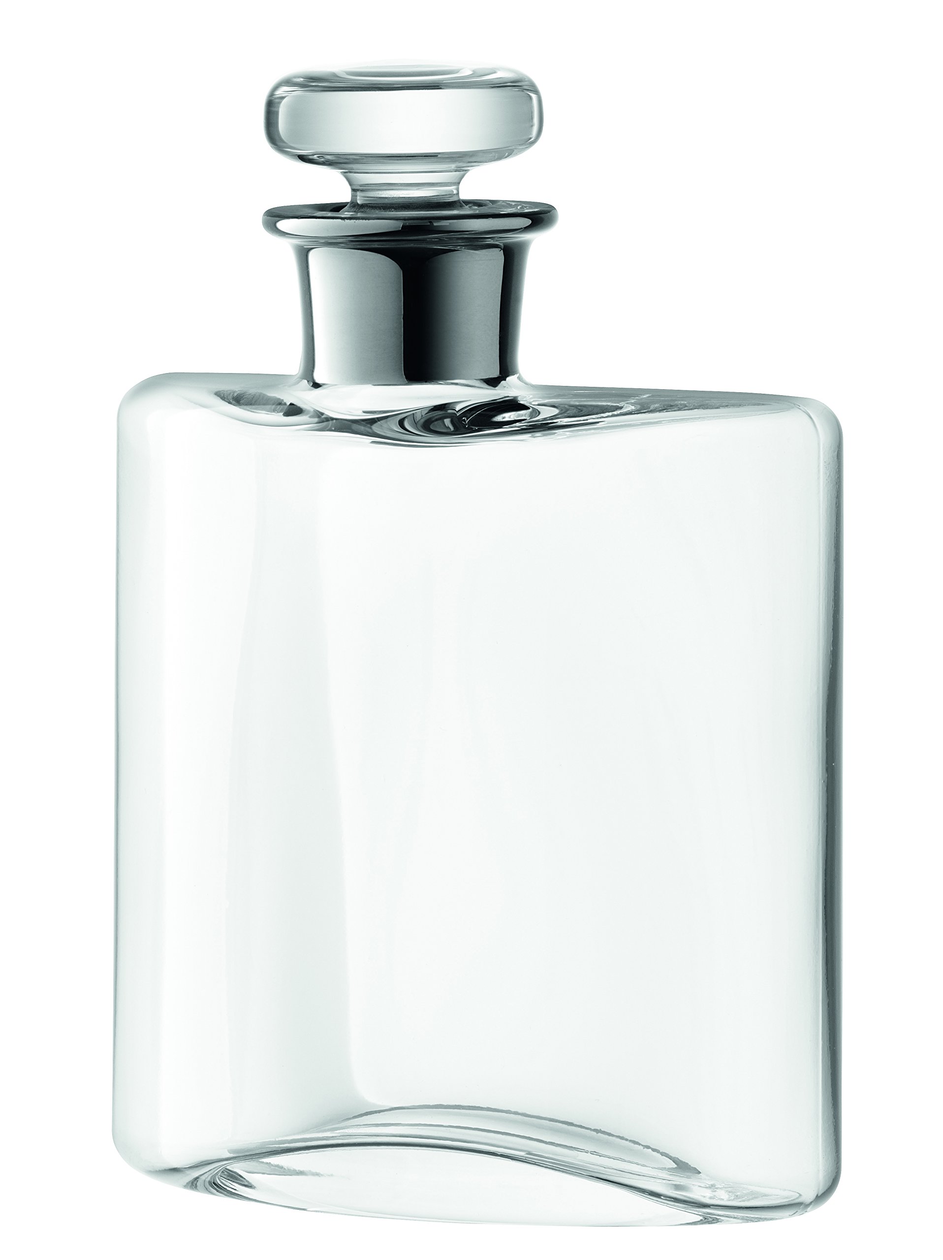 LSA International 13.5 fl oz Clear Glass Flask Decanter with Platinum Neck - Elegant Wine & Liquor Pouring Vessel for Home Bar, Dinner Parties & Gifts