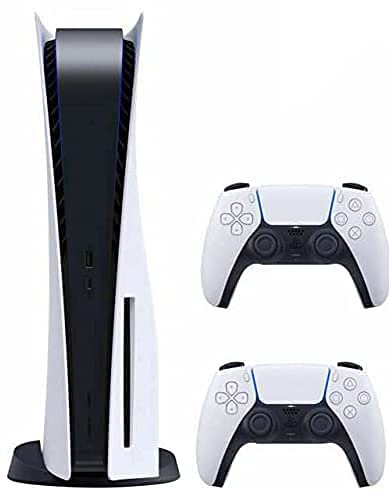 PlayStation 5 Disc Edition PS5 Console with Extra Controller - 4K UHD Gaming, 16GB GDDR6 RAM, 8K Output, WiFi 6, Ultra-Fast 825GB SSD - Renewed - Perfect for Home Entertainment & Next-Gen Gaming Experience
