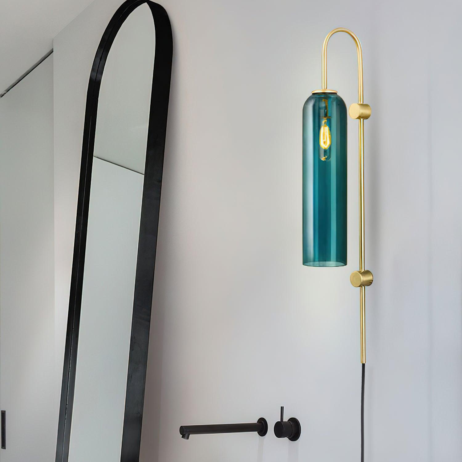 Modern Glass Plug-In Wall Sconce - Elegant Lighting for Bedroom, Living Room & Hallway - Energy Efficient LED Wall Light for Home Decor