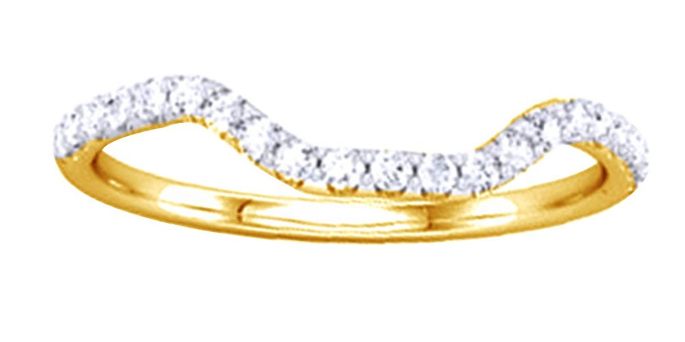14K Solid Gold Round White Natural Diamond Curved Engagement Ring (0.16 Cttw) - Perfect for Wedding Proposals, Anniversary Gifts & Romantic Occasions