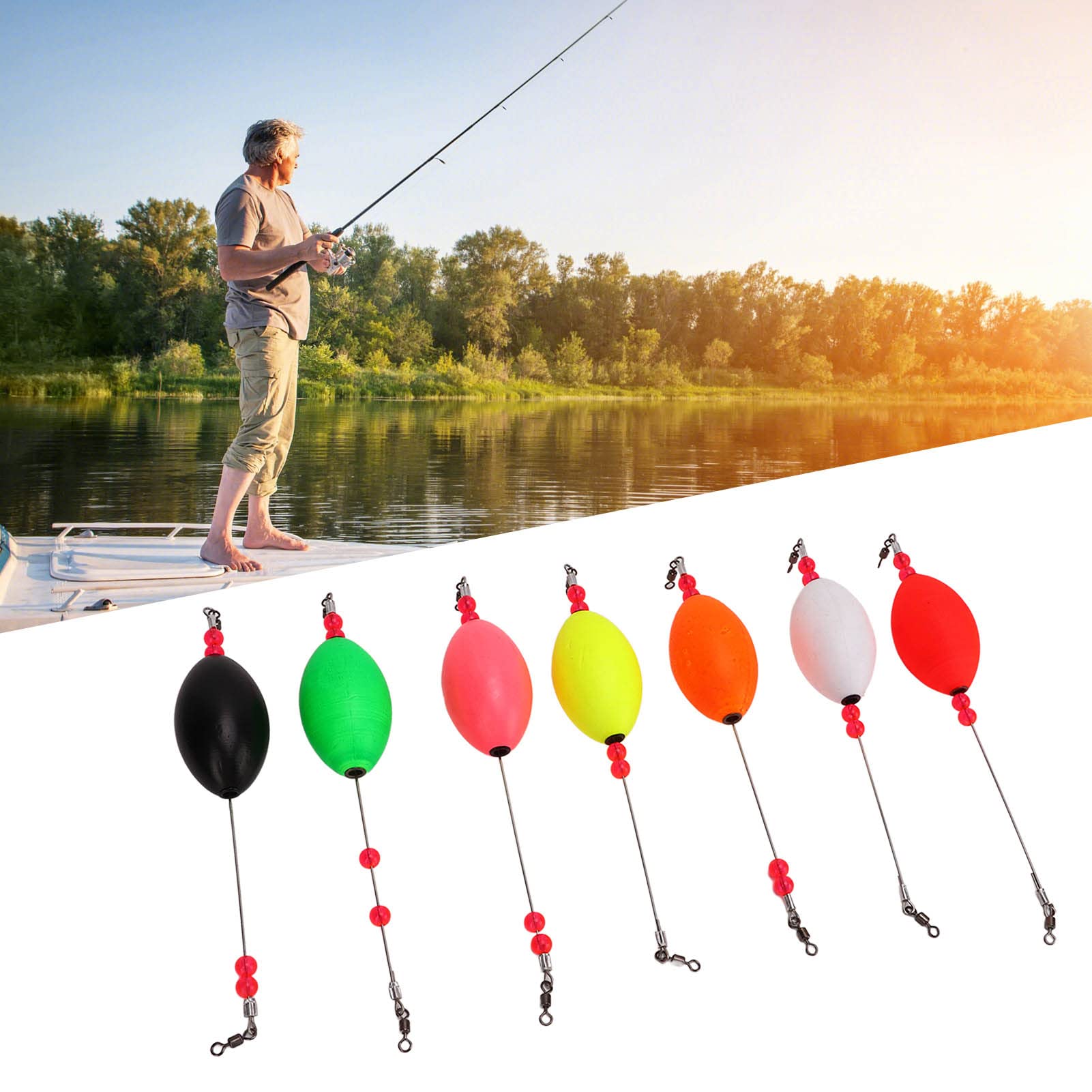 **SUNGOOYUE 7Pcs Sensitive Lightweight Fishing Floats - Bright Color Anti-Collision Bobbers for Long Distance Sea Fishing - Perfect for Saltwater, Freshwater, and Surf Fishing**
