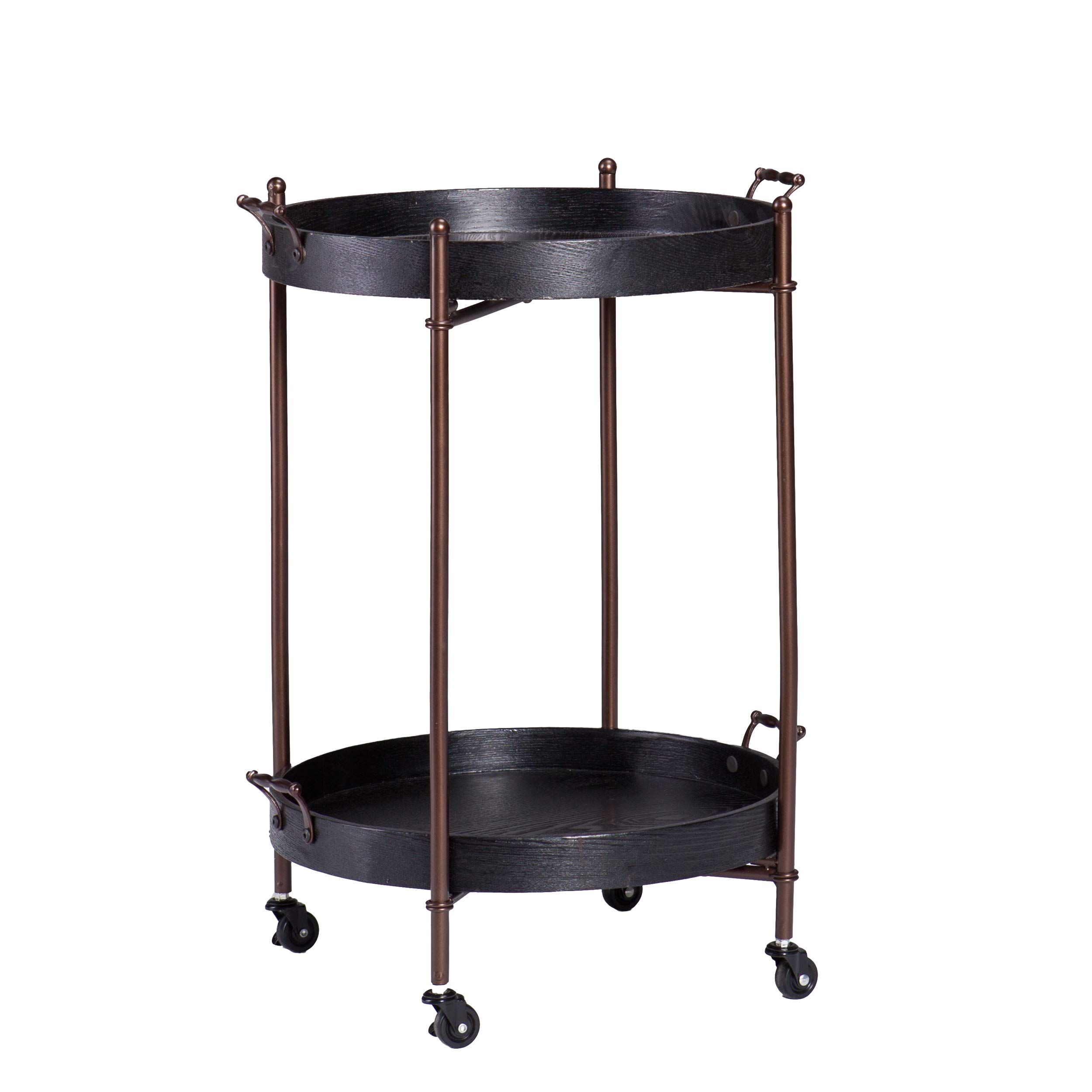 SEI Furniture Alfred Two-Tier Round Butler Table - Black | Side Table for Living Room, Bedroom, or Office | Perfect for Coffee, Books, and Decor