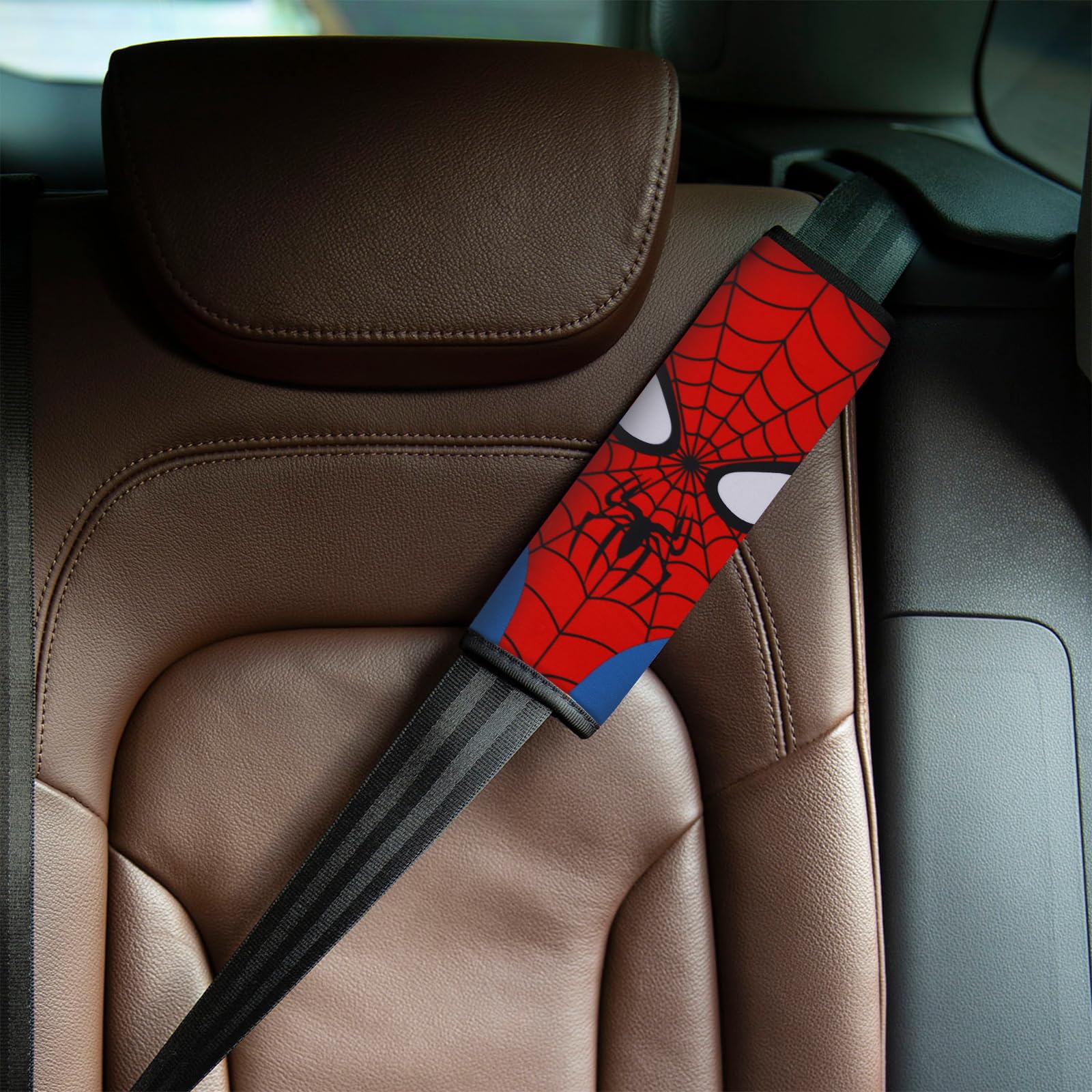 YR Kids Seat Belt Cover - Soft Comfort Car Seat Belt Cushion for Children with Cute Cartoon Spider Design - 1 Pack - Perfect for Road Trips, School Runs & Family Travel