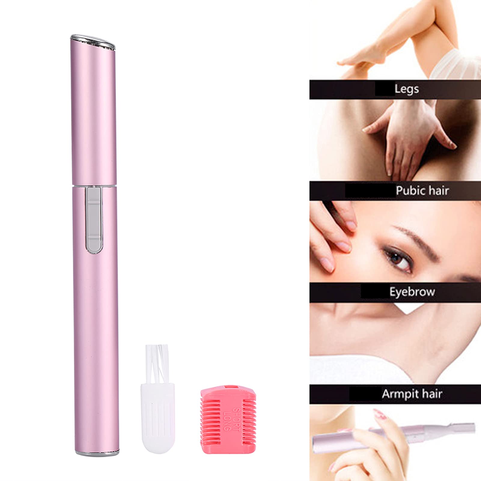 POCREATION Electric Eyebrow Trimmer - Rechargeable Eyebrow & Facial Hair Shaver for Women & Men, Painless Hair Removal for Eyebrows, Upper Lip, Chin - Perfect for Home, Office & Travel Grooming