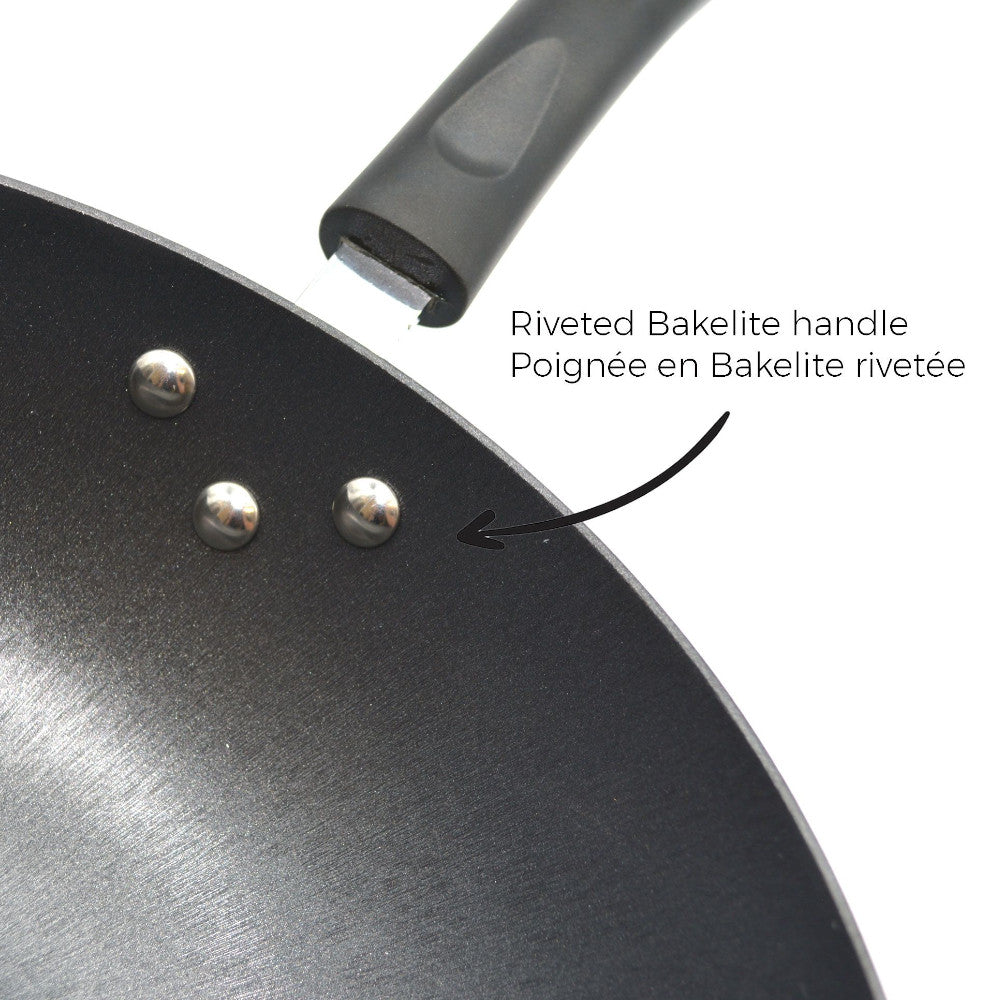 STARFRIT 030070 12-Inch (30cm) Non-Stick Carbon Steel Wok Pan - Professional Stir Fry Pan for Asian Cooking, Perfect for Sautéing, Frying & Deep Frying at Home or Restaurant