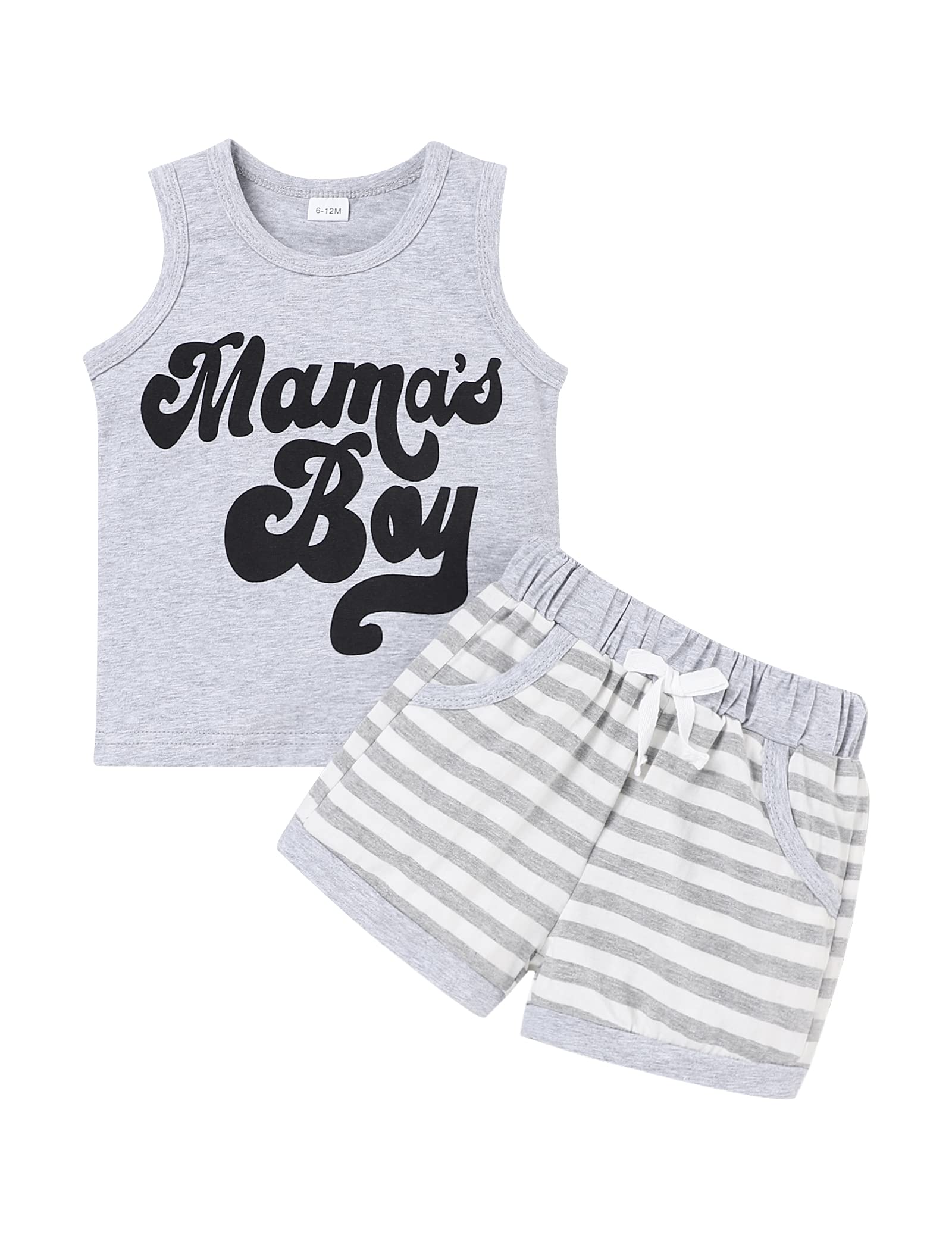 Stylish Toddler Boys Summer Outfit Set - Sleeveless Tops & Striped Shorts | Comfortable Baby Boy Clothes for Playtime, Beach & Outdoor Activities
