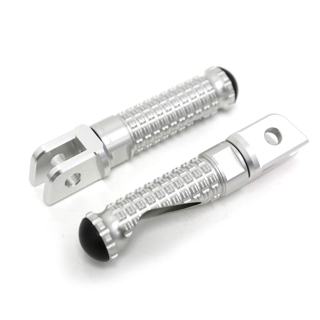 Autobahn88 Motorcycle Footpeg Set (Front + Rear) - GP-Type No-Extension for Ducati Multistrada 1000/DS (All Years) - Silver | Enhanced Comfort & Control for Long Rides & Performance Riding