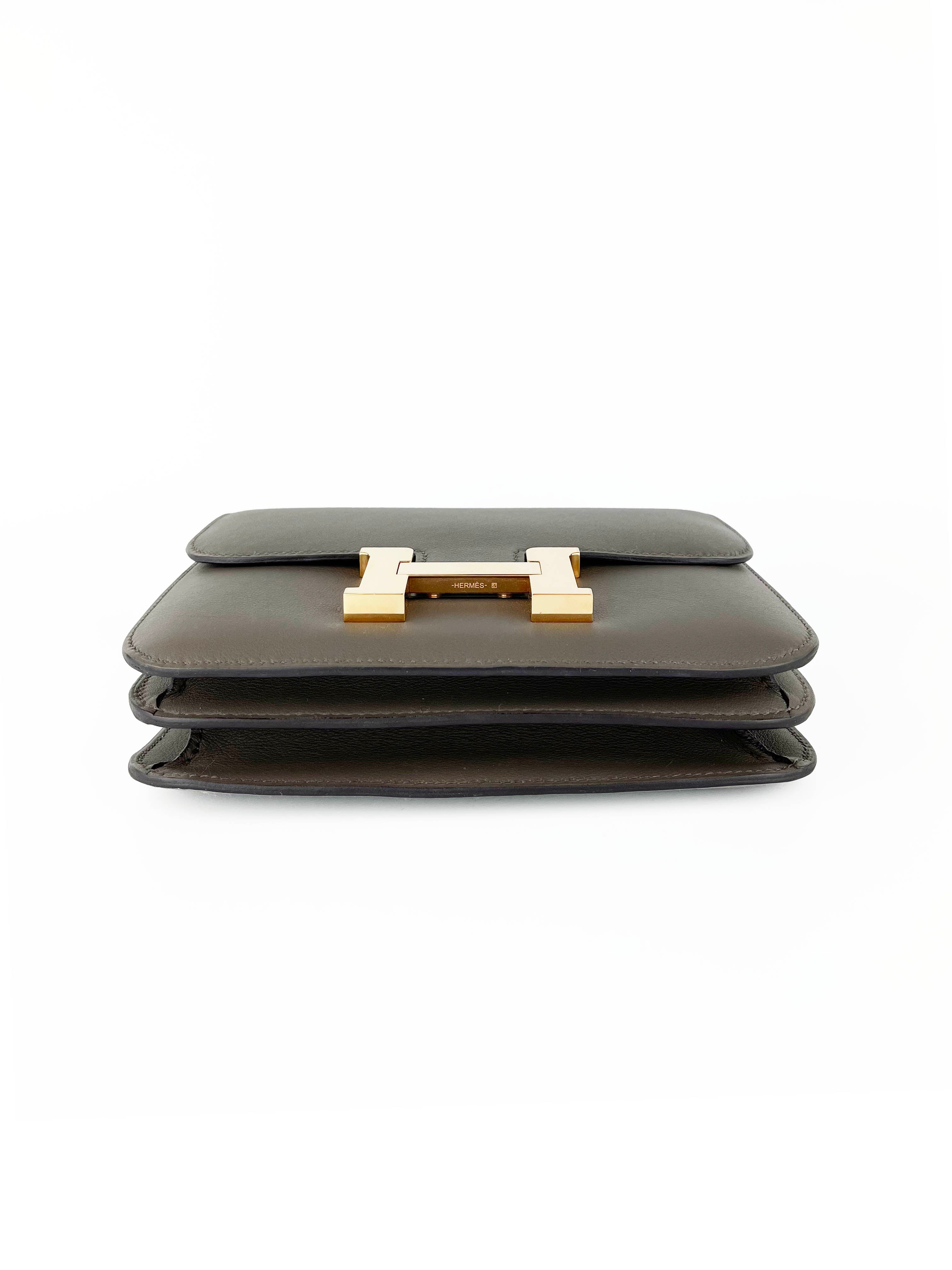 Hermes Gris Etain 8F Constance Mini Bag - Luxury Crossbody Bag for Women | Perfect for Date Night, Parties & Special Occasions