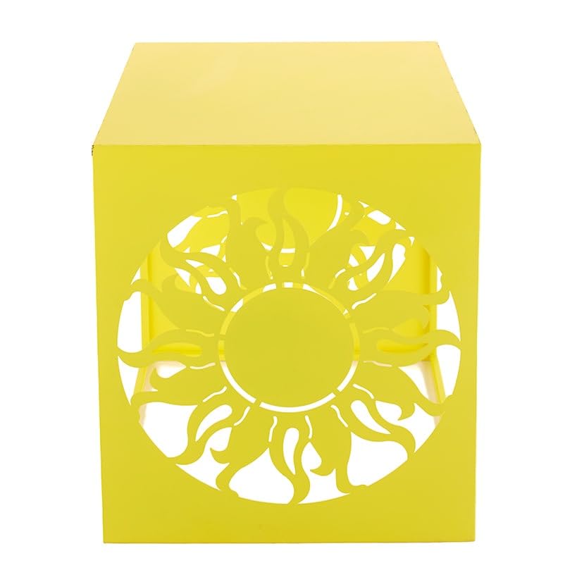 Metal Icon Table - Outdoor Square Side Table for Unique Decoration - Sun-Resistant Patio Furniture for Garden, Poolside & Backyard Decor