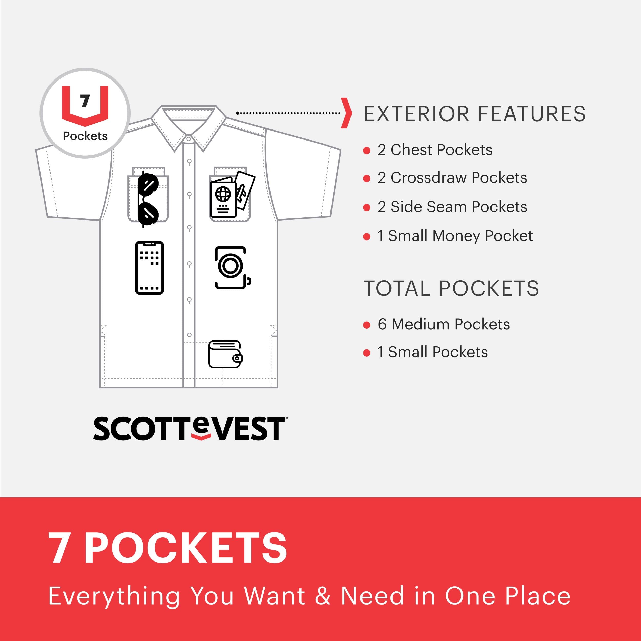SCOTTeVEST Men's Docksider Shirt with 7 Hidden Pockets - Lightweight Casual Button Down Travel Shirt for Outdoor Activities, Business Casual & Everyday Wear