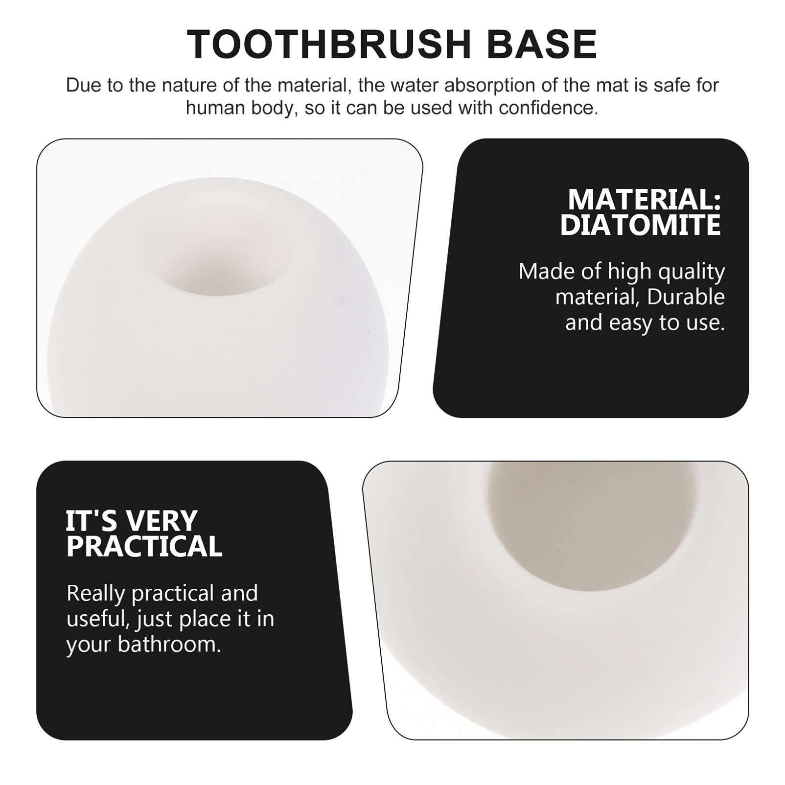 3-Pack Cabilock Travel Toothbrush Holder - Diatomite Waterproof Base for Electric & Manual Toothbrushes | Compact & Portable for Camping, Gym, Office & Home Use
