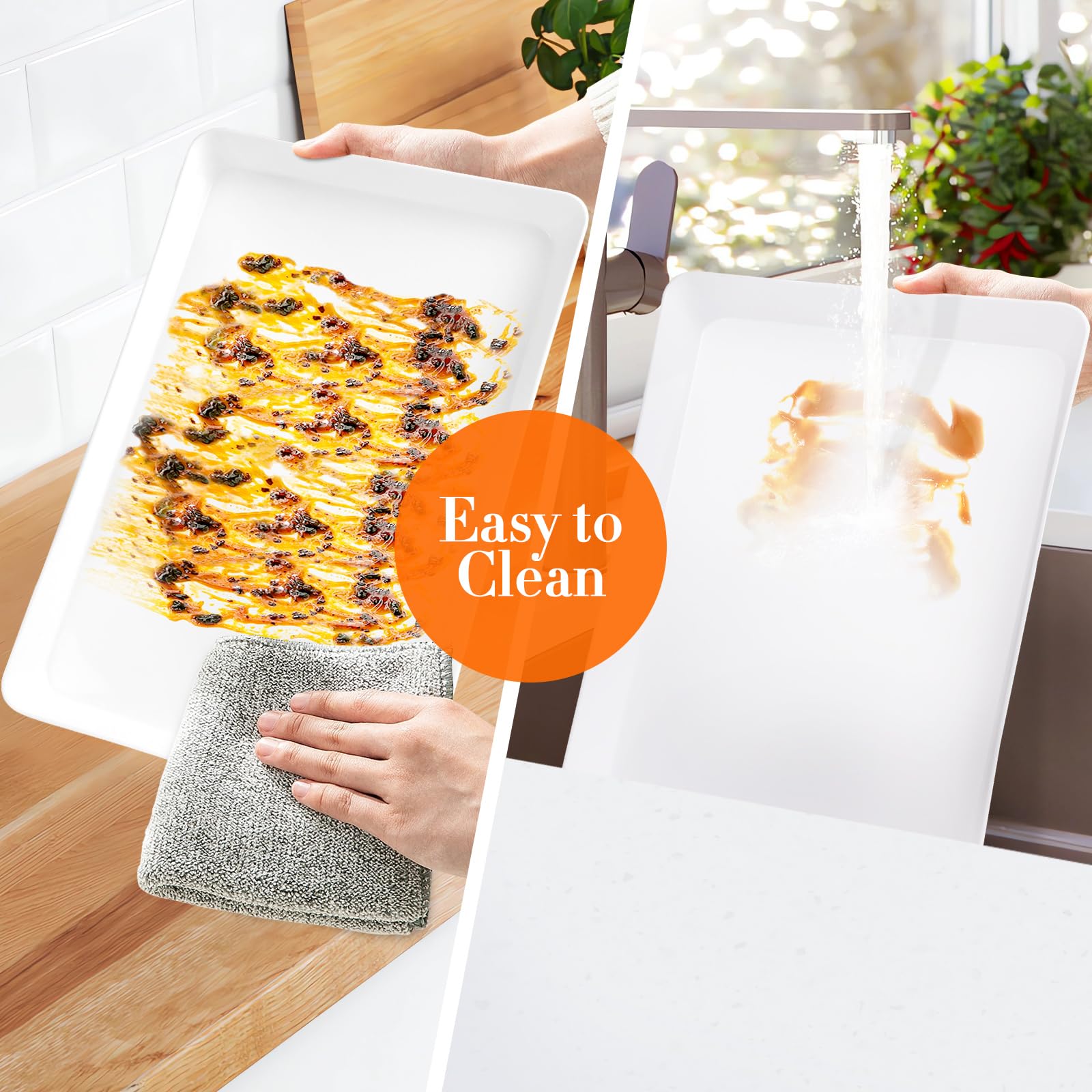 WOWBOX 4-Piece Plastic Serving Tray Set - Reusable Party Platters for Snacks, Fruits, Cookies & Desserts | Perfect for Kitchen Pantry Organization, Entertaining Guests & Home Parties | Durable Food Serving Trays for Indoor & Outdoor Use