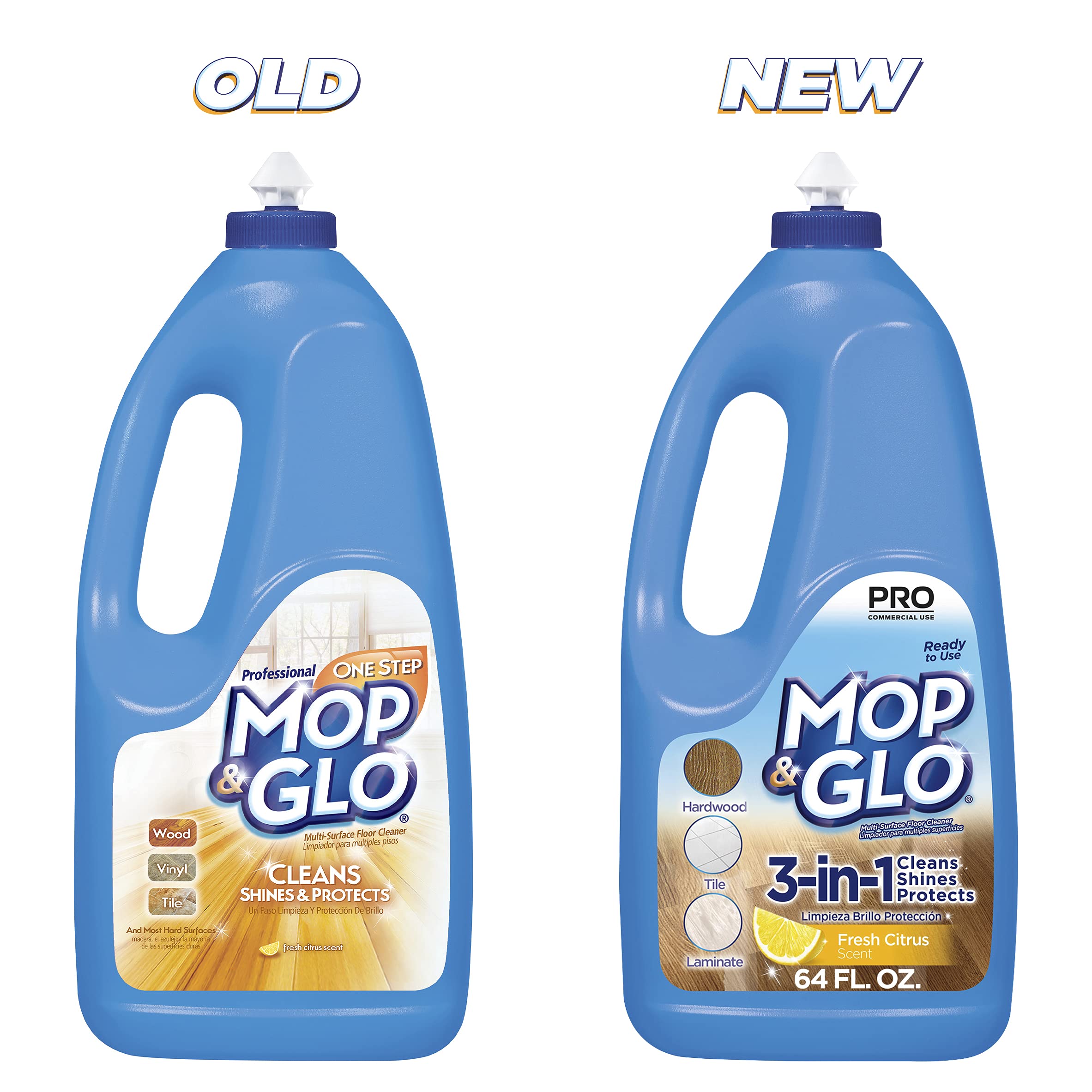 Mop & Glo Professional Multi-Surface Floor Cleaner - Fresh Citrus Scent (64 Oz) | Tile, Vinyl, Laminate & Hardwood Floor Cleaner | Perfect for Kitchens, Bathrooms & High-Traffic Areas