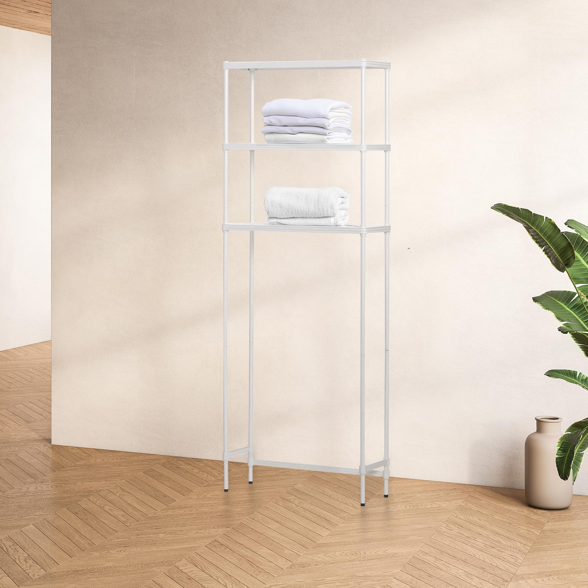 3-Tier Metal Bathroom Storage Shelf - Over The Toilet Organizer Rack, 26