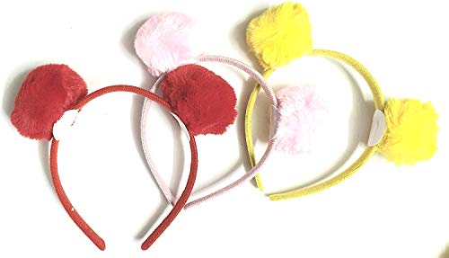HOME REPUBLIC Korean Style Pom Pom Fur Hairband - Soft Plastic Headband for Women & Baby Girls | Cute Hair Accessories for Daily Wear, Parties & Photo Shoots