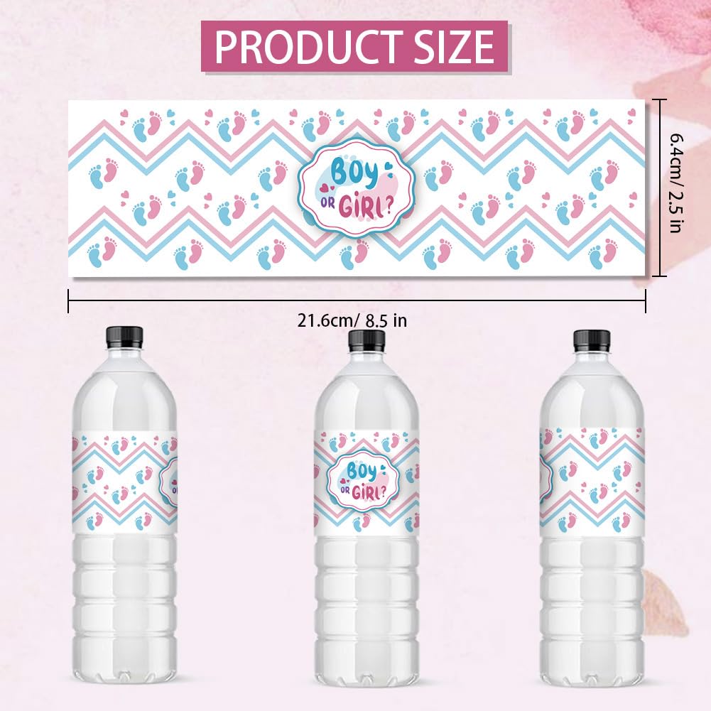 30pcs Gender Reveal Water Bottle Labels - Baby Shower Stickers, Waterproof Bottle Wraps with Footprints Design for Themed Parties & Events - Perfect for Baby Showers, Gender Reveal Parties & Celebrations
