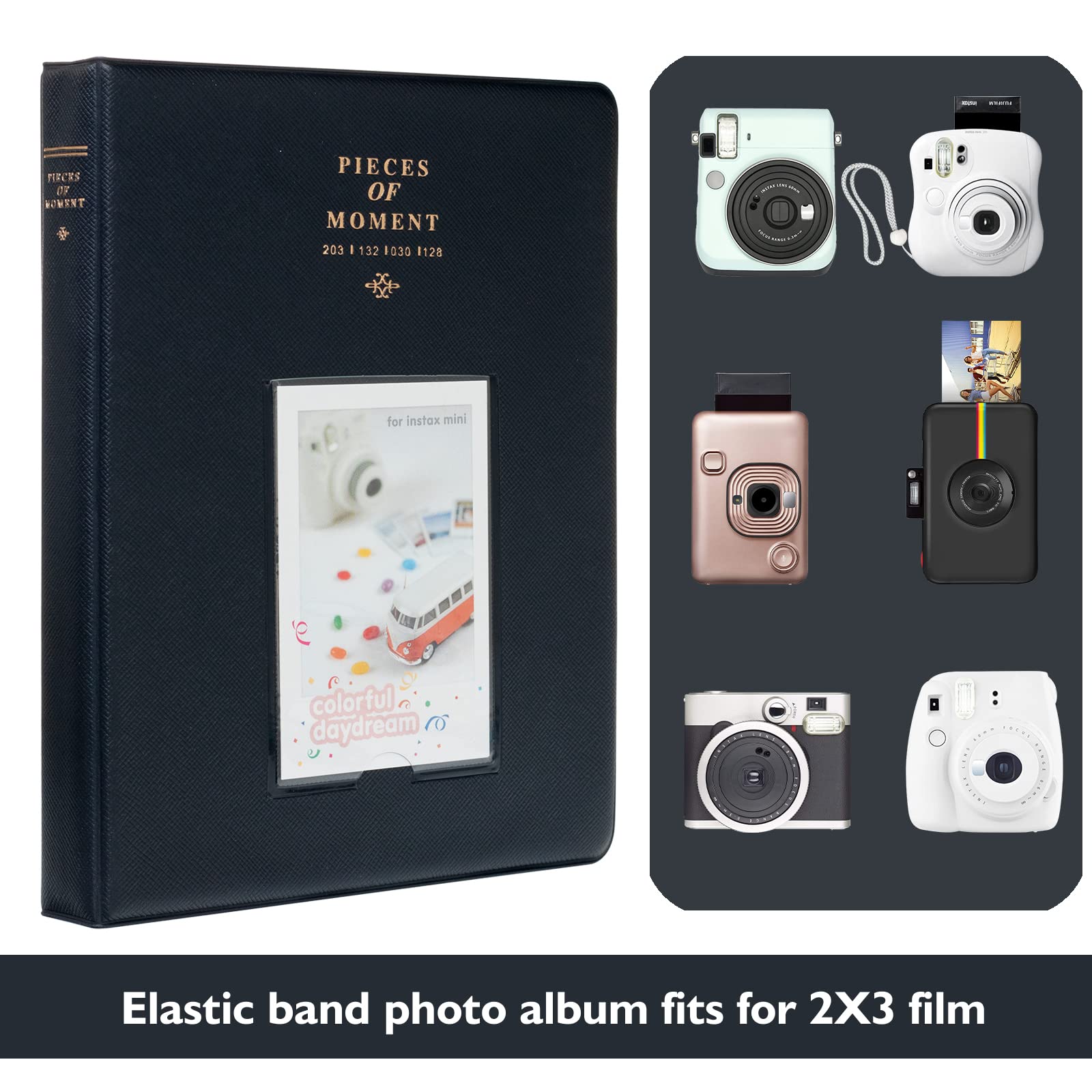128 Pockets Black Photo Album for Fujifilm Instax Mini LiPlay 11 7s 8 8+ 9 25 26 50s 70 90 Instant Camera & Printer - Perfect for Travel Memories, Wedding Photos, and Scrapbooking