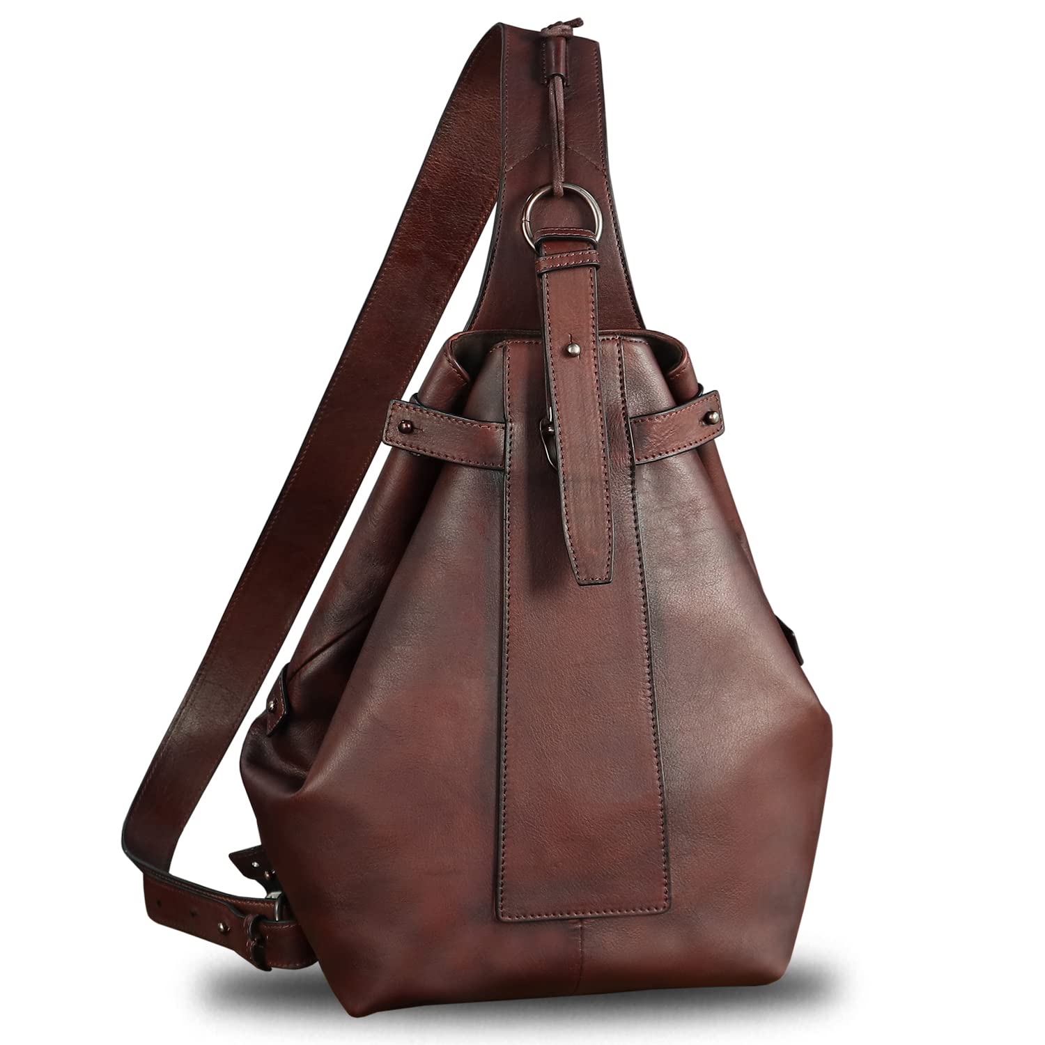 Premium Genuine Leather Sling Bag for Men & Women - Large Crossbody Shoulder Backpack - Durable Chest Bag for Travel, Work & Everyday Use