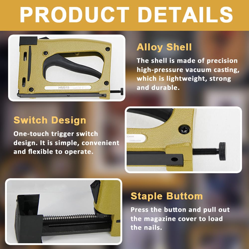 GYKLE Point Driver Framing Tool - Flexible Point Gun Tacker, Lightweight Metal Picture Framing Tool with 1000 Points for Artists, Paintings & Photos | Perfect for DIY Picture Framing, Artwork Display & Home Decor Projects