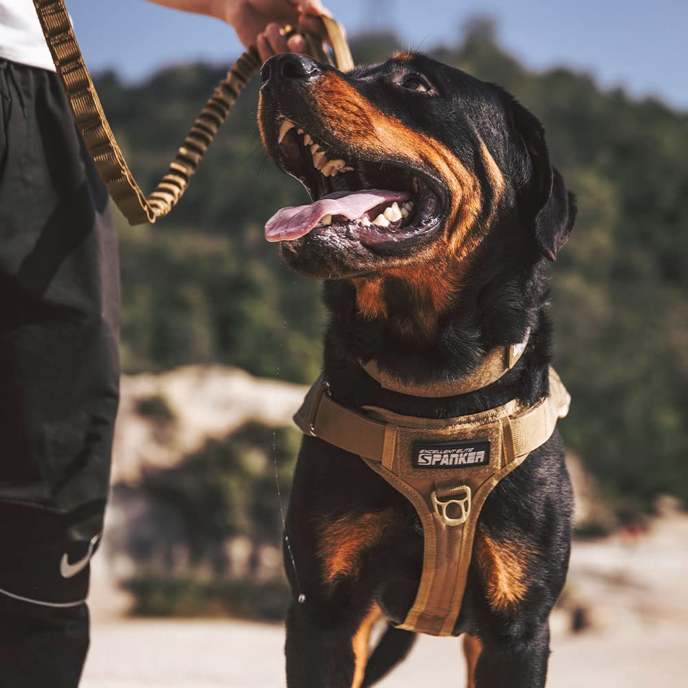EXCELLENT ELITE SPANKER Tactical Dog Harness Vest with Handle - Adjustable Military Training Harness for Small, Medium & Large Dogs - No Pull Design (Black, Large) - Perfect for Outdoor Adventures, Hiking & Police K9 Training