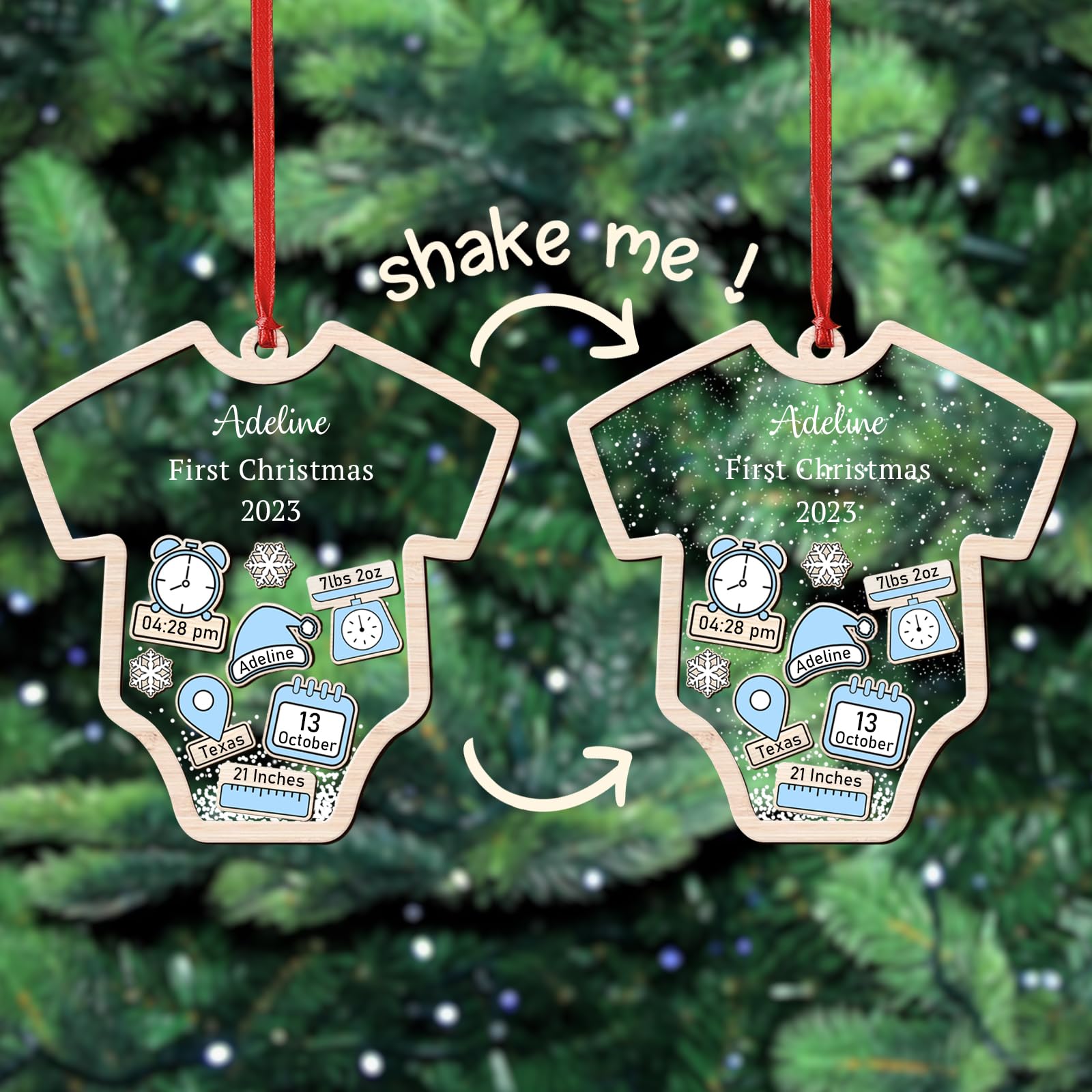 Personalized Baby's First Christmas Ornament 2023 - Custom Name Keepsake Gift for Newborn Baby Girl or Boy - Perfect for Baby's First Christmas Tree Decoration & Holiday Memory Keepsake