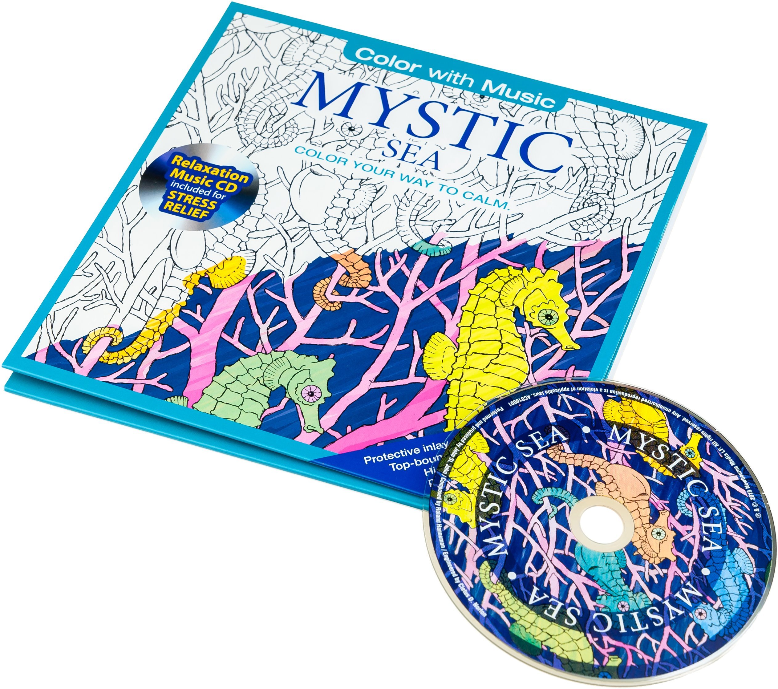 Sea & Ocean Life Adult Coloring Book with Relaxing Music CD - Stress Relief & Mindfulness Coloring for Adults | Perfect for Meditation, Art Therapy & Relaxation at Home
